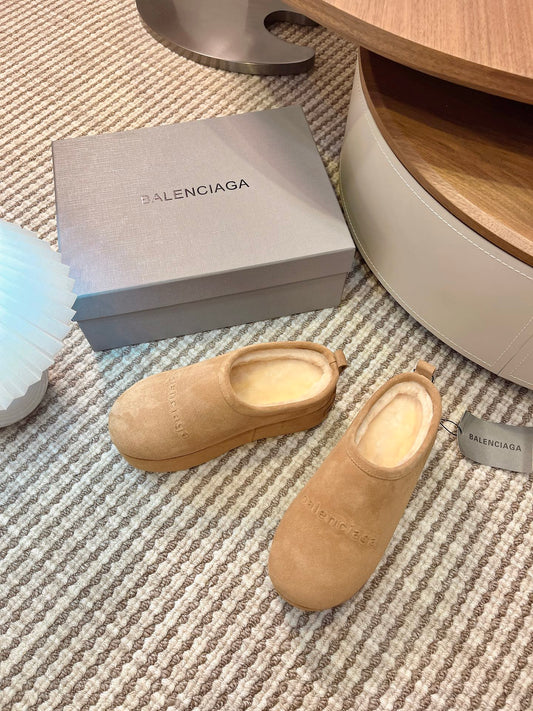 BALENCIAGA 25S AURALEE SLIP-ON 50 MM IN WARM BEIGE BROWN SUEDE - 35