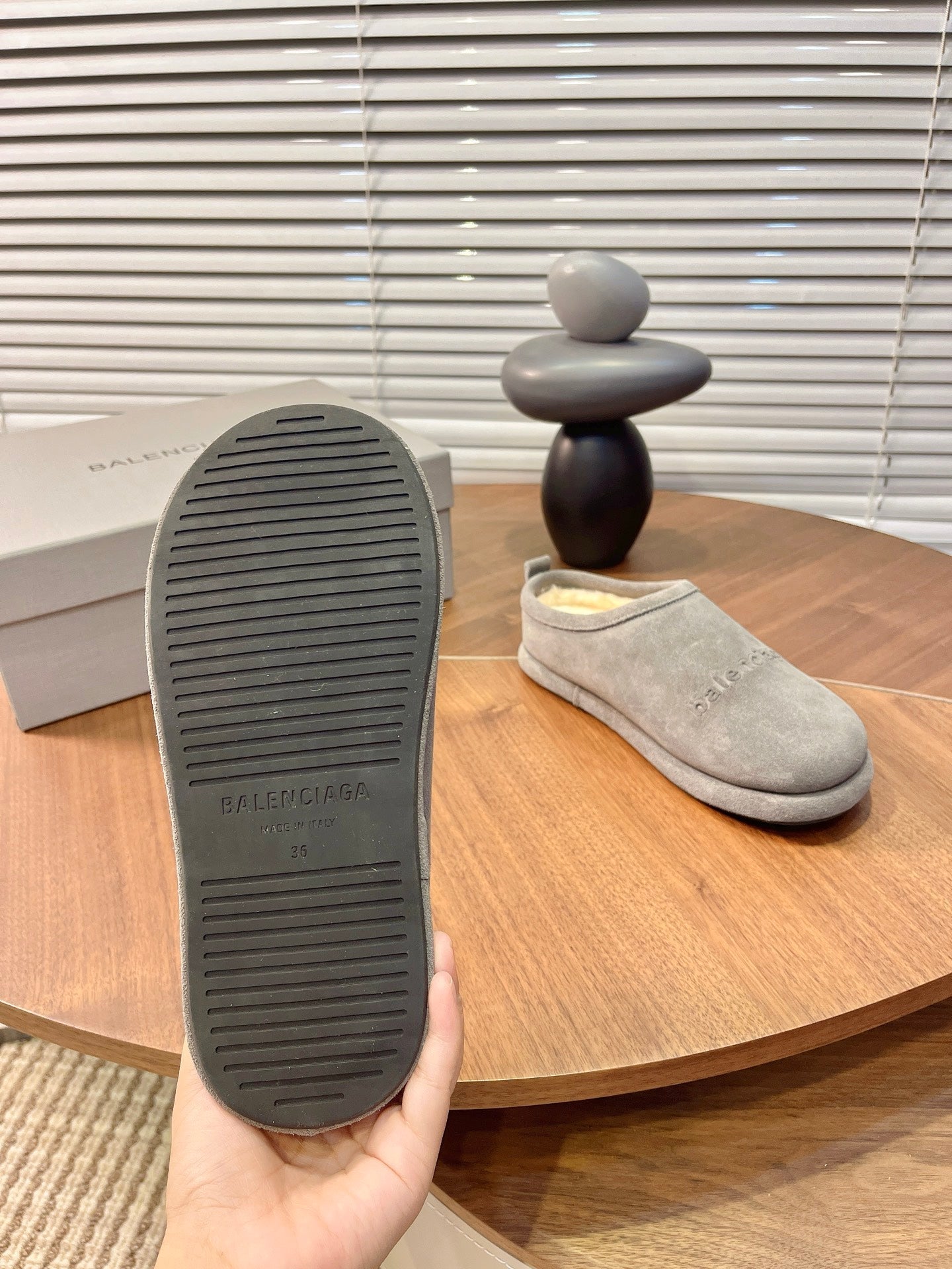 BALENCIAGA 25S AURALEE SLIP-ON 25 MM IN GREY SUEDE - 35