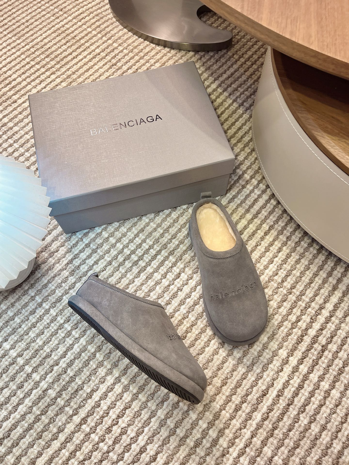BALENCIAGA 25S AURALEE SLIP-ON 25 MM IN GREY SUEDE - 35