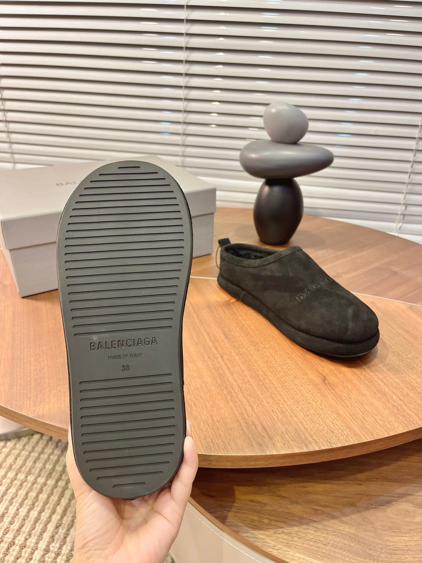 BALENCIAGA 25S AURALEE SLIP-ON 25 MM IN BLACK SUEDE - 35