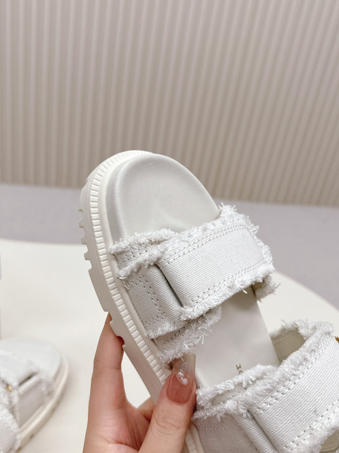 DIOR BACK-STRAP SANDALS 25S IN WHITE DENIM AND CALFSKIN WITH GOLD HARDWARE - 35