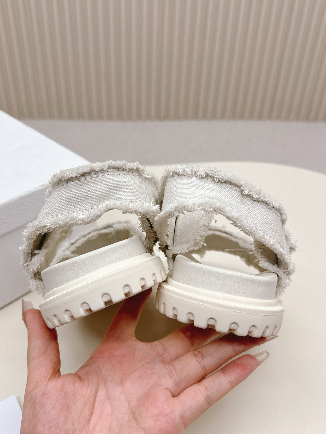 DIOR BACK-STRAP SANDALS 25S IN WHITE DENIM AND CALFSKIN WITH GOLD HARDWARE - 35