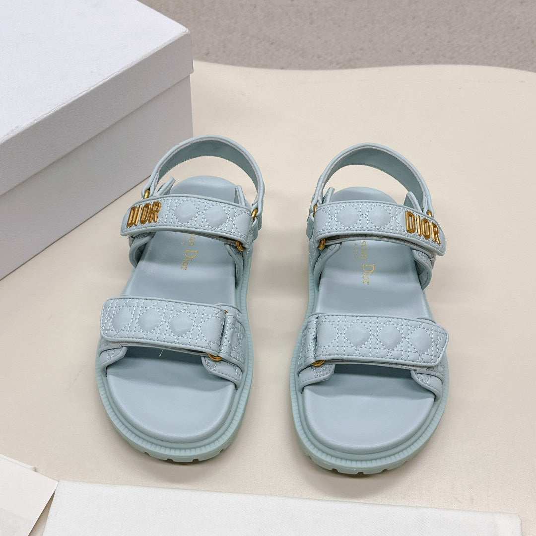 DIOR BACK-STRAP SANDALS 25S IN PASTEL BLUE CALFSKIN - 35