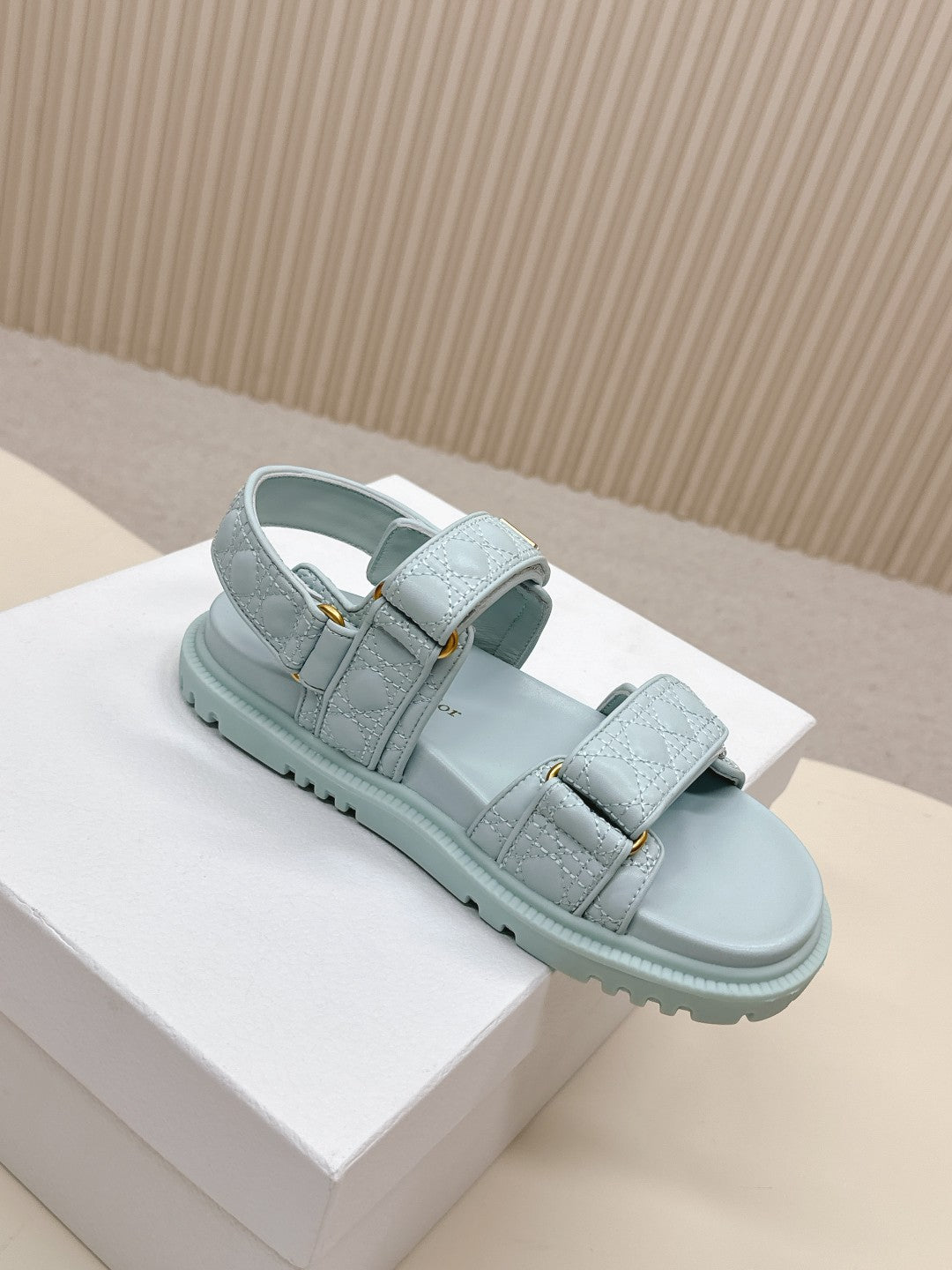 DIOR BACK-STRAP SANDALS 25S IN PASTEL BLUE CALFSKIN - 35