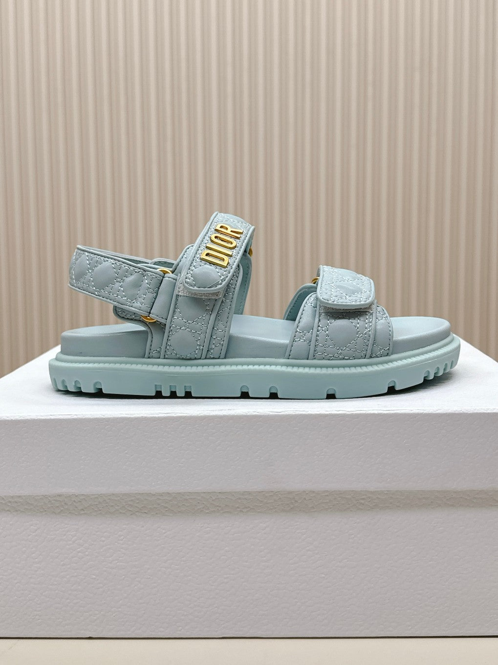 DIOR BACK-STRAP SANDALS 25S IN PASTEL BLUE CALFSKIN - 35
