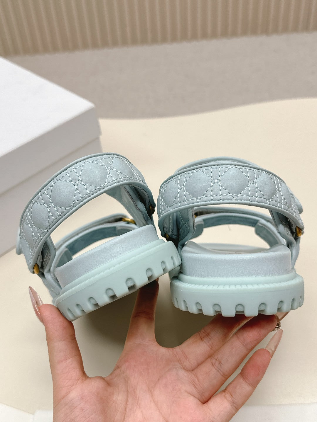 DIOR BACK-STRAP SANDALS 25S IN PASTEL BLUE CALFSKIN - 35