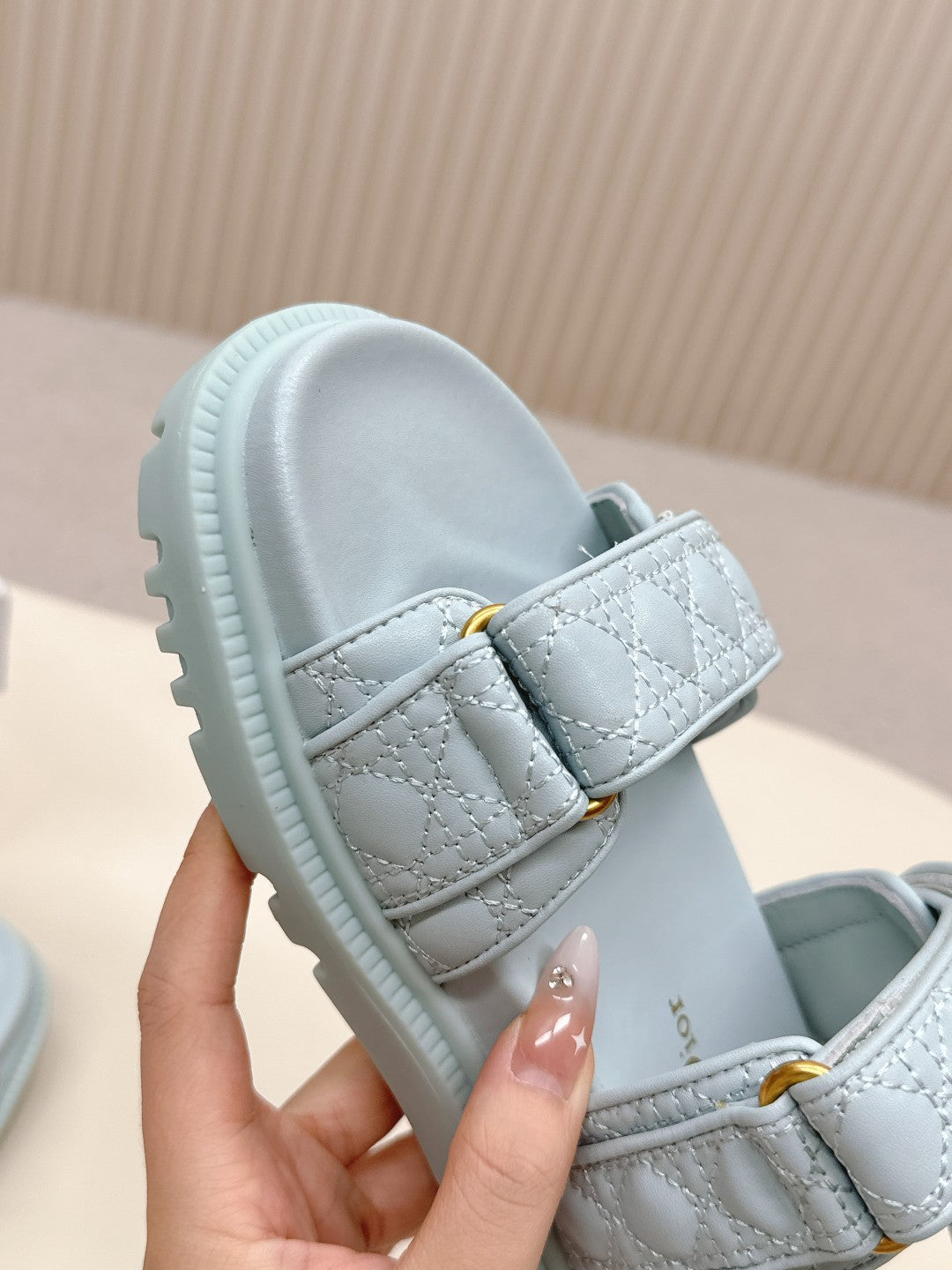 DIOR BACK-STRAP SANDALS 25S IN PASTEL BLUE CALFSKIN - 35