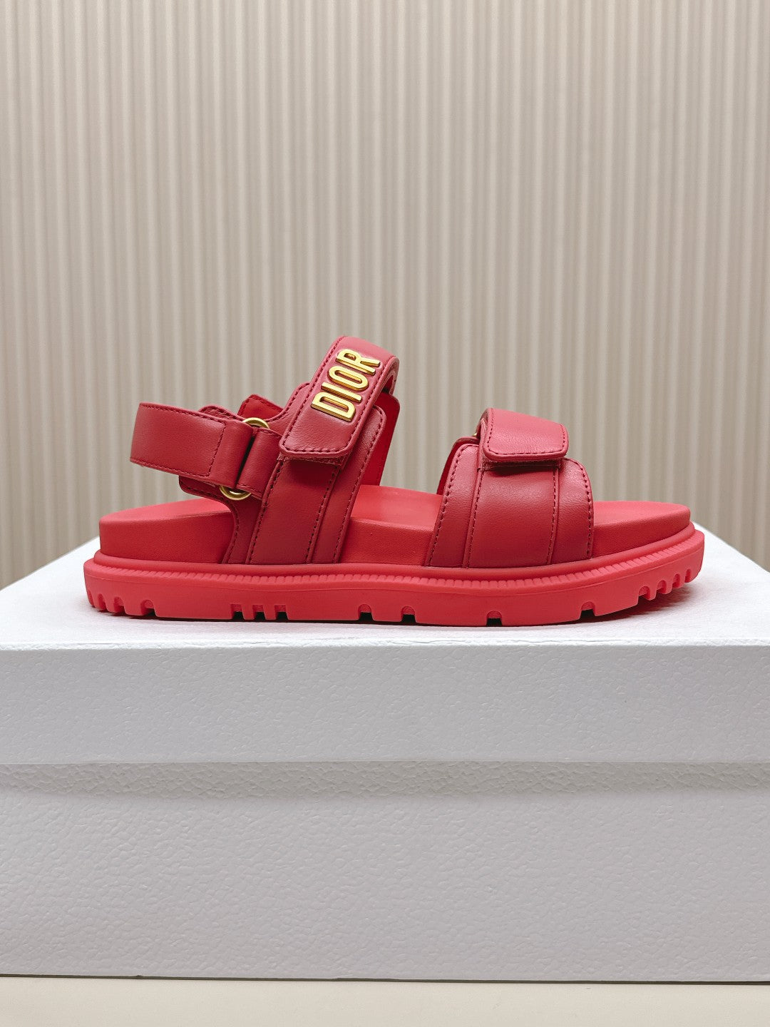 DIOR BACK-STRAP SANDALS 25S IN STRAWBERRY PINK CALFSKIN WITH GOLD HARDWARE - 35