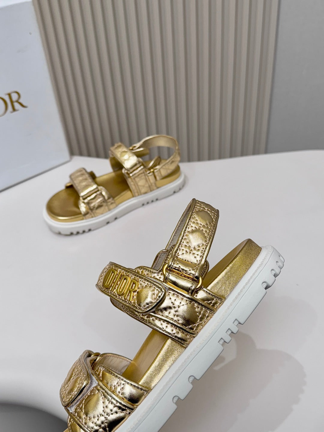 DIOR BACK-STRAP SANDALS 25S IN GOLD CALFSKIN - 35