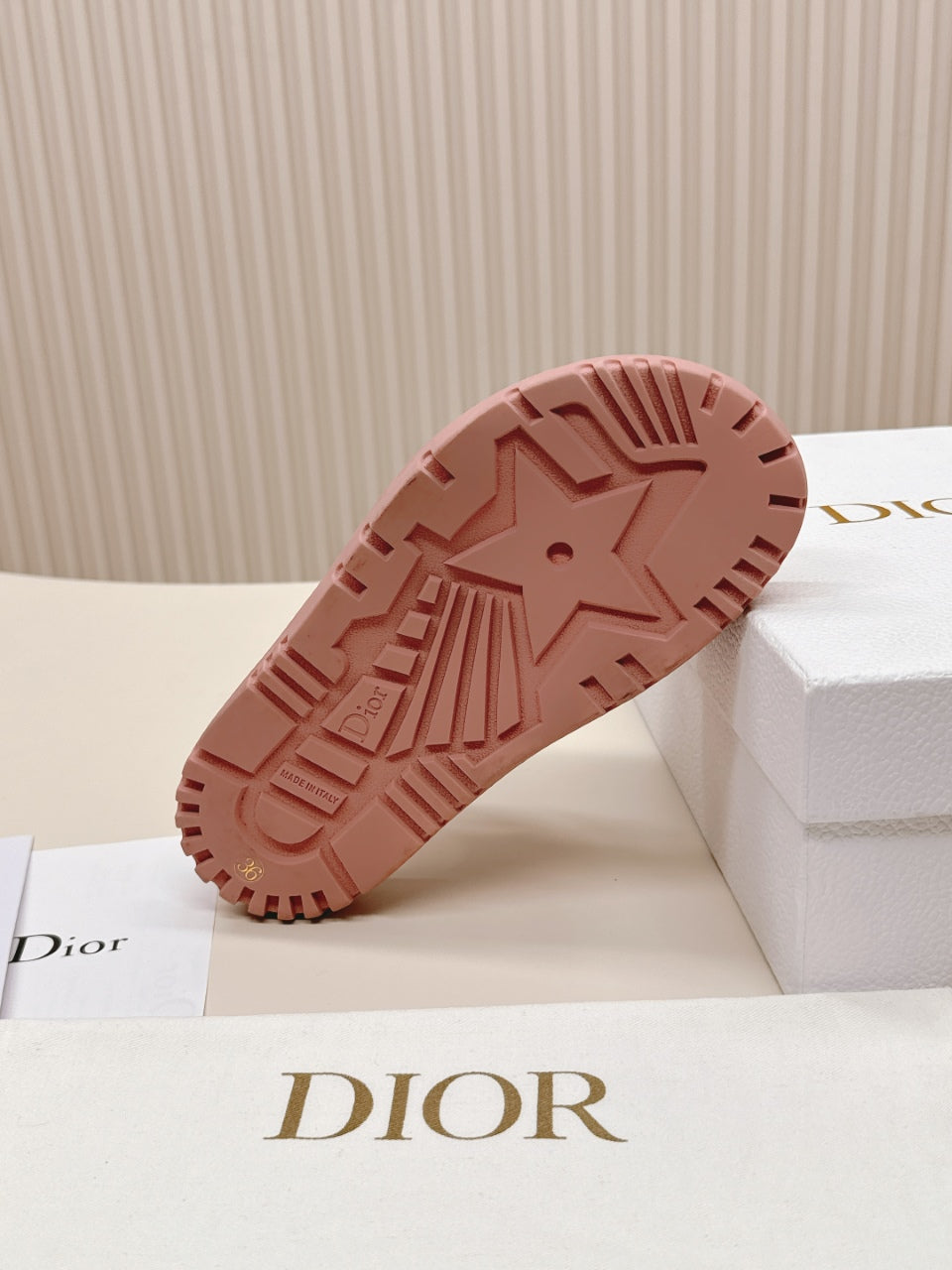 DIOR CLASSIC DOUBLE-STRAP SLIDES 25S IN PEACHY PINK CALFSKIN - 35