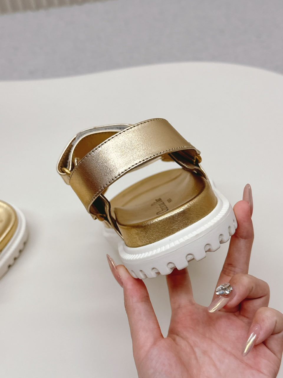 DIOR BACK-STRAP SANDALS 25S IN GOLD CALFSKIN WITH GOLD HARDWARE - 35