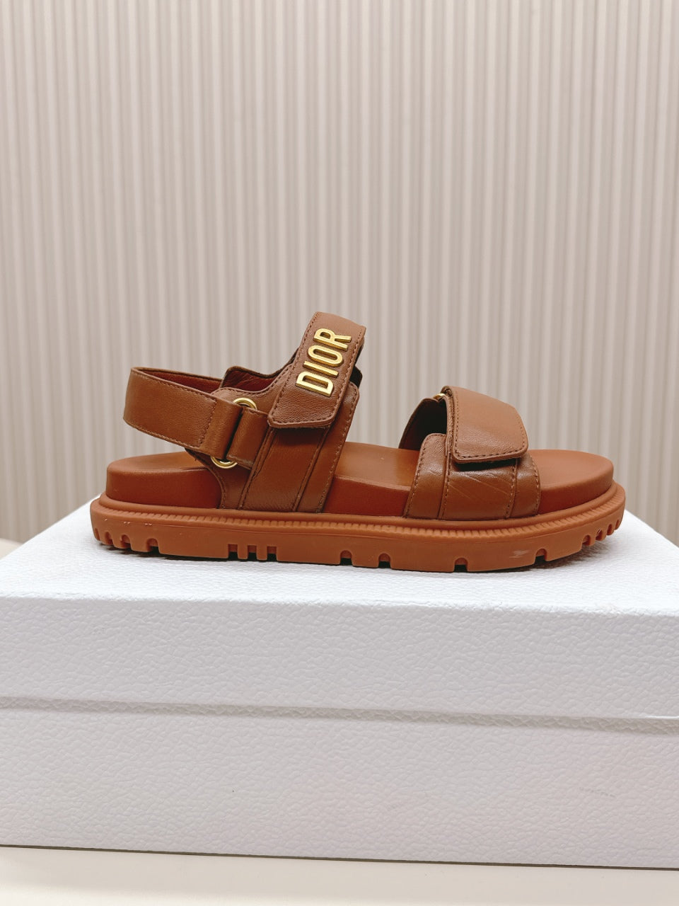 DIOR BACK-STRAP SANDALS 25S IN BRICK BROWN CALFSKIN WITH SILVER HARDWARE - 35