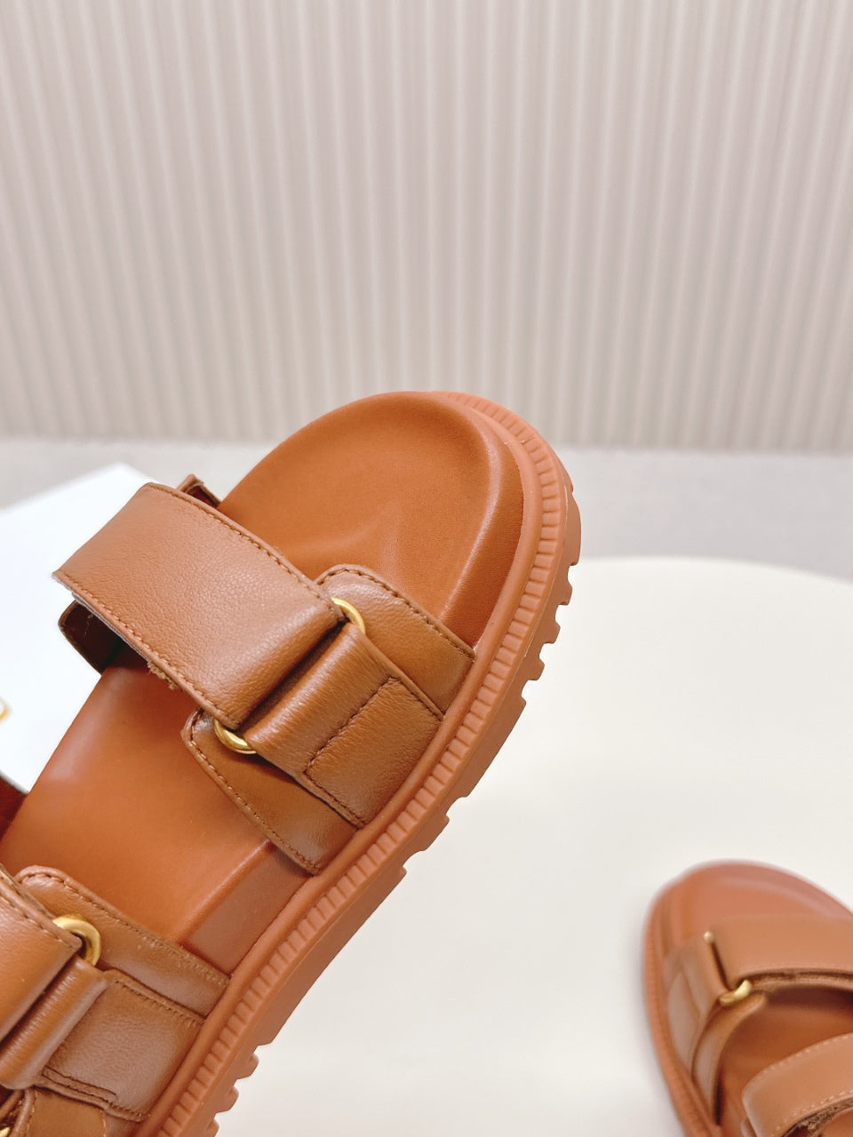 DIOR BACK-STRAP SANDALS 25S IN BRICK BROWN CALFSKIN WITH SILVER HARDWARE - 35