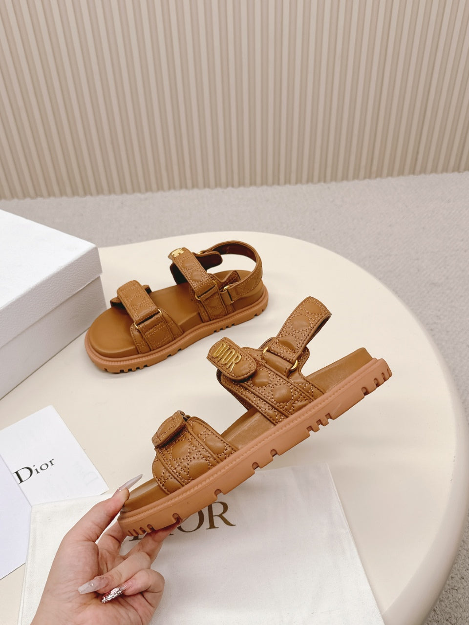 DIOR BACK-STRAP SANDALS 25S IN BROWN CALFSKIN - 35