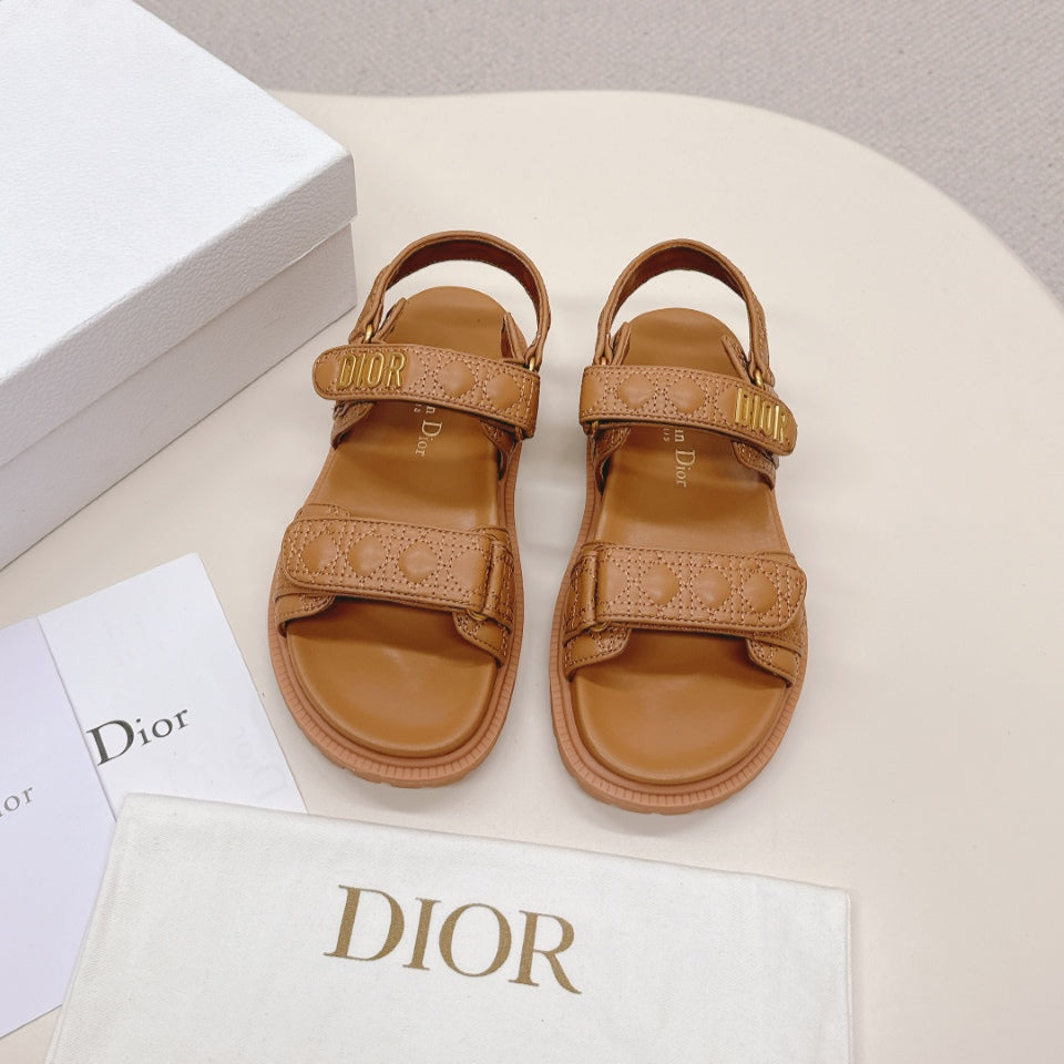 DIOR BACK-STRAP SANDALS 25S IN BROWN CALFSKIN - 35