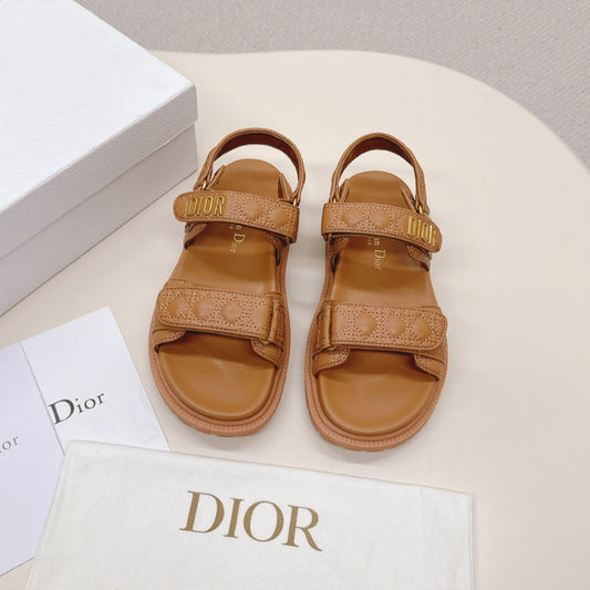 DIOR BACK-STRAP SANDALS 25S IN BROWN CALFSKIN - 35