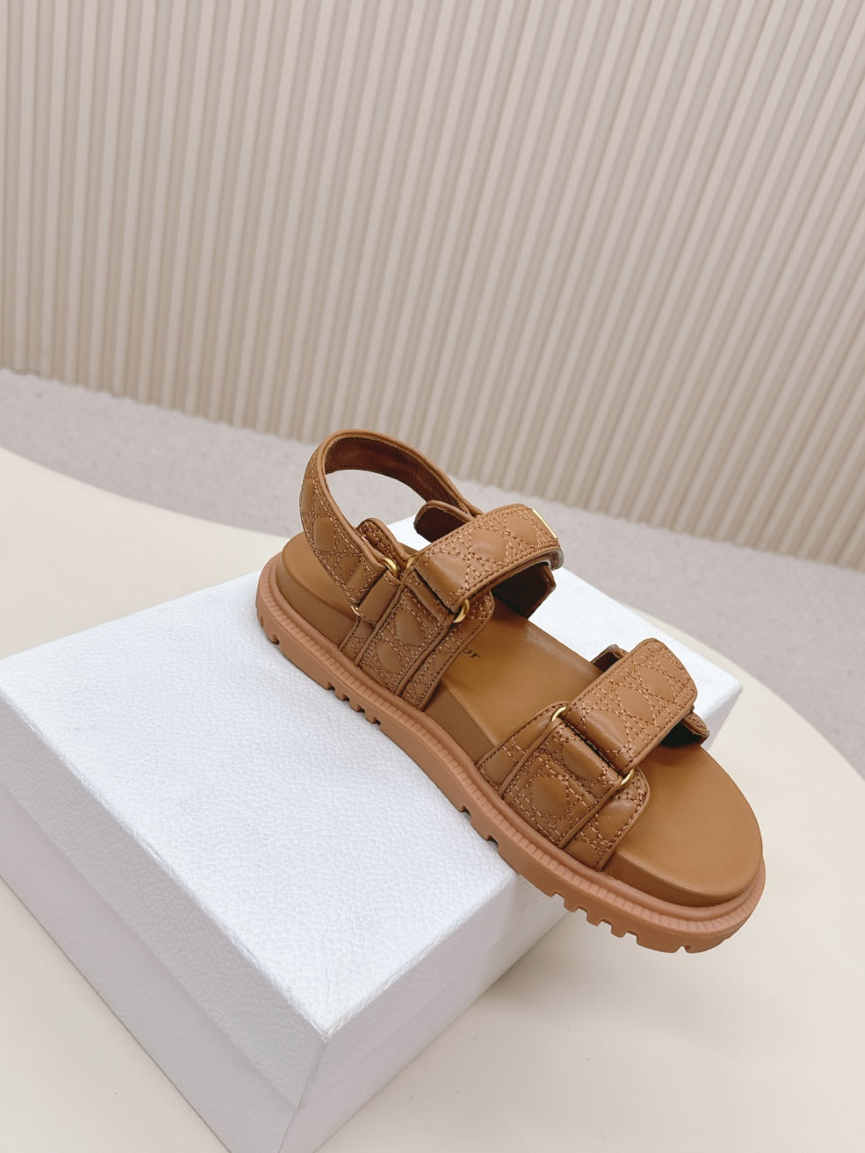 DIOR BACK-STRAP SANDALS 25S IN BROWN CALFSKIN - 35