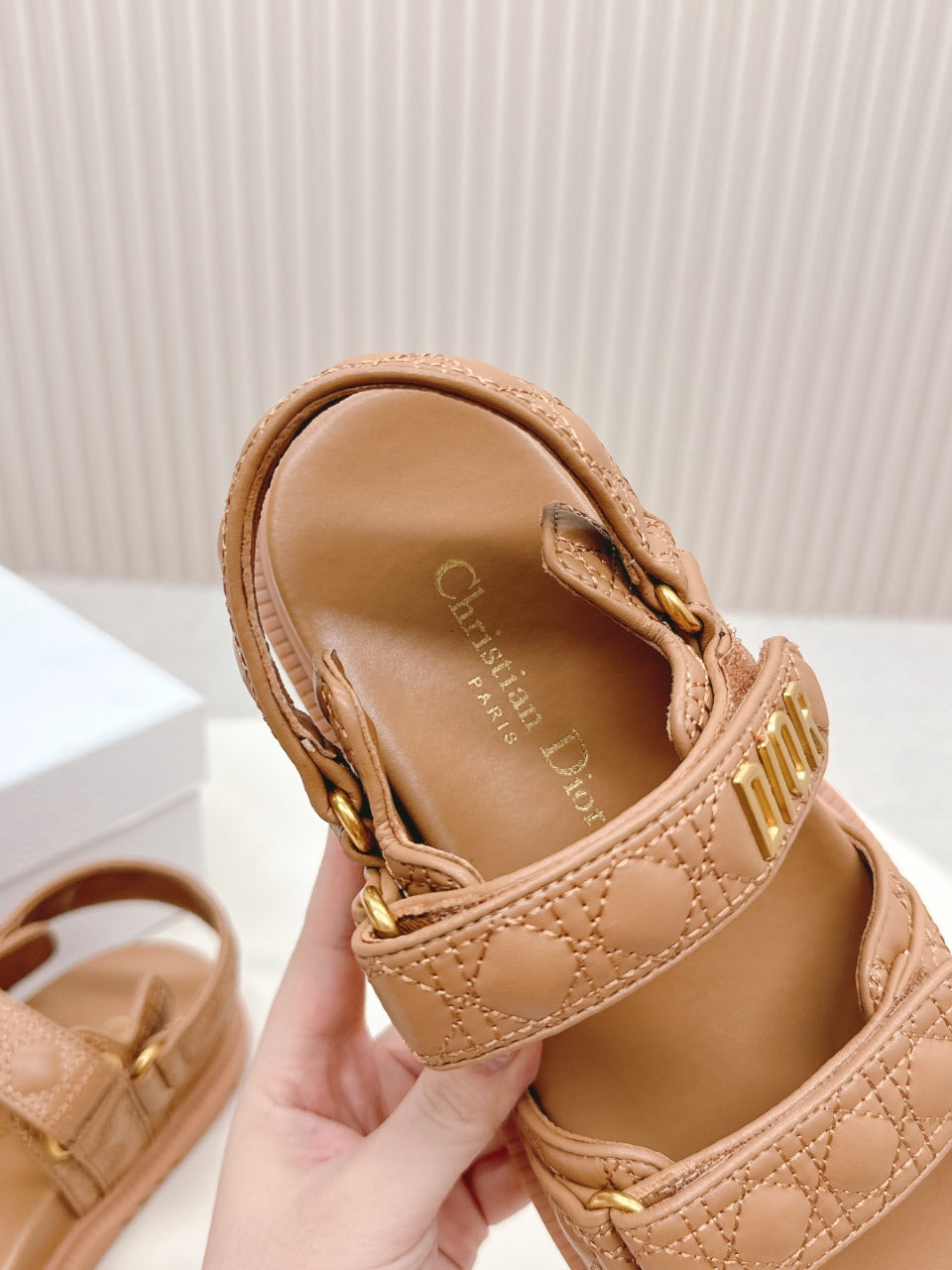 DIOR BACK-STRAP SANDALS 25S IN BROWN CALFSKIN - 35