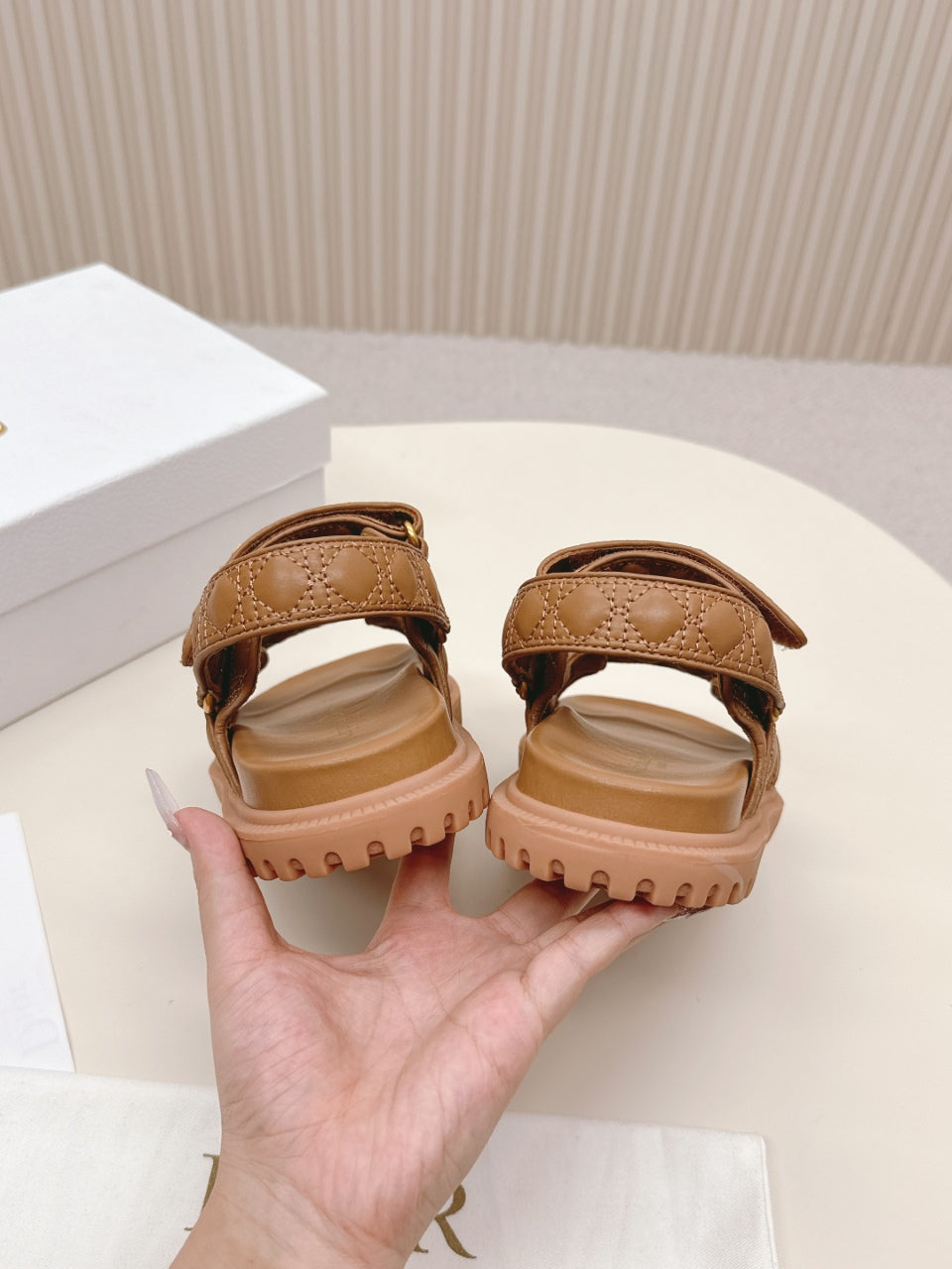 DIOR BACK-STRAP SANDALS 25S IN BROWN CALFSKIN - 35