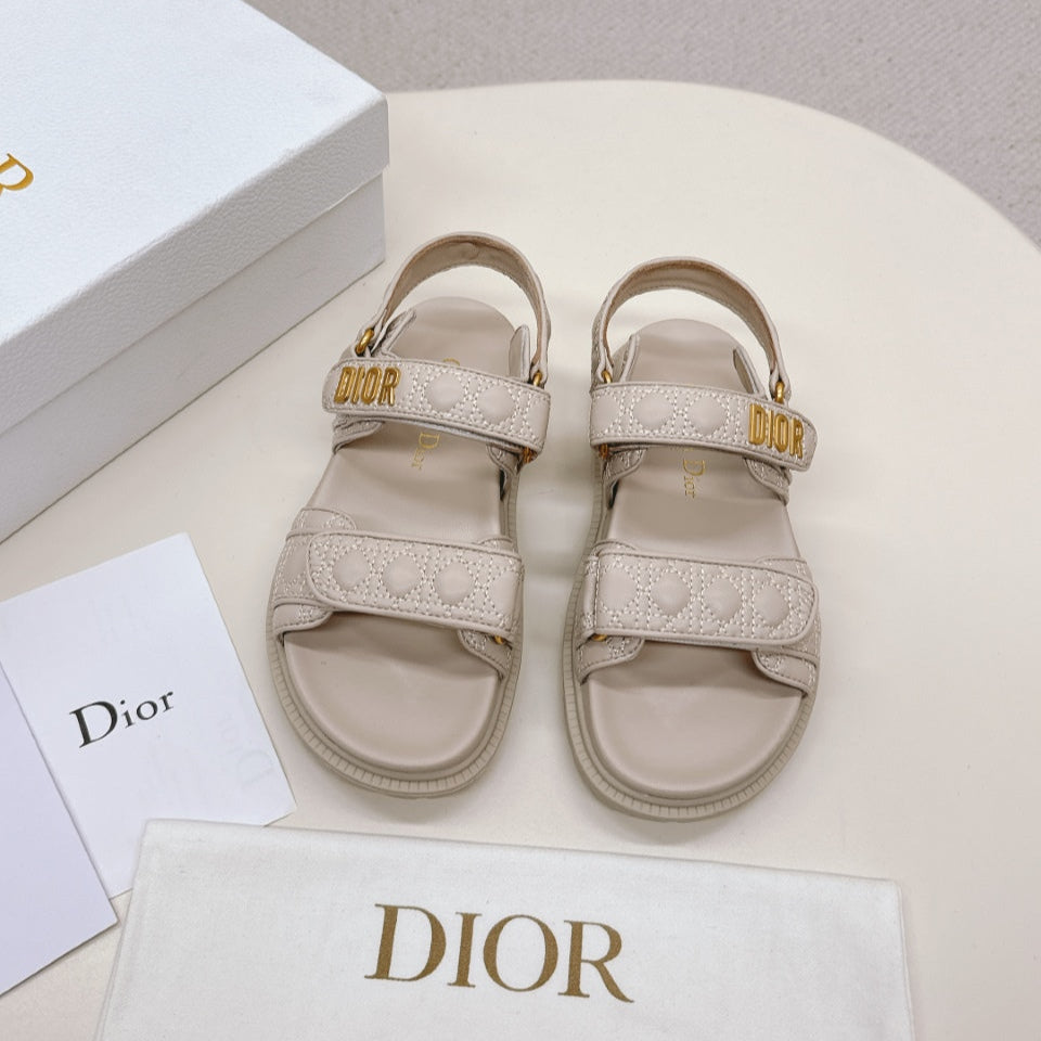 DIOR BACK-STRAP SANDALS 25S IN LIGHT BEIGE CALFSKIN - 35