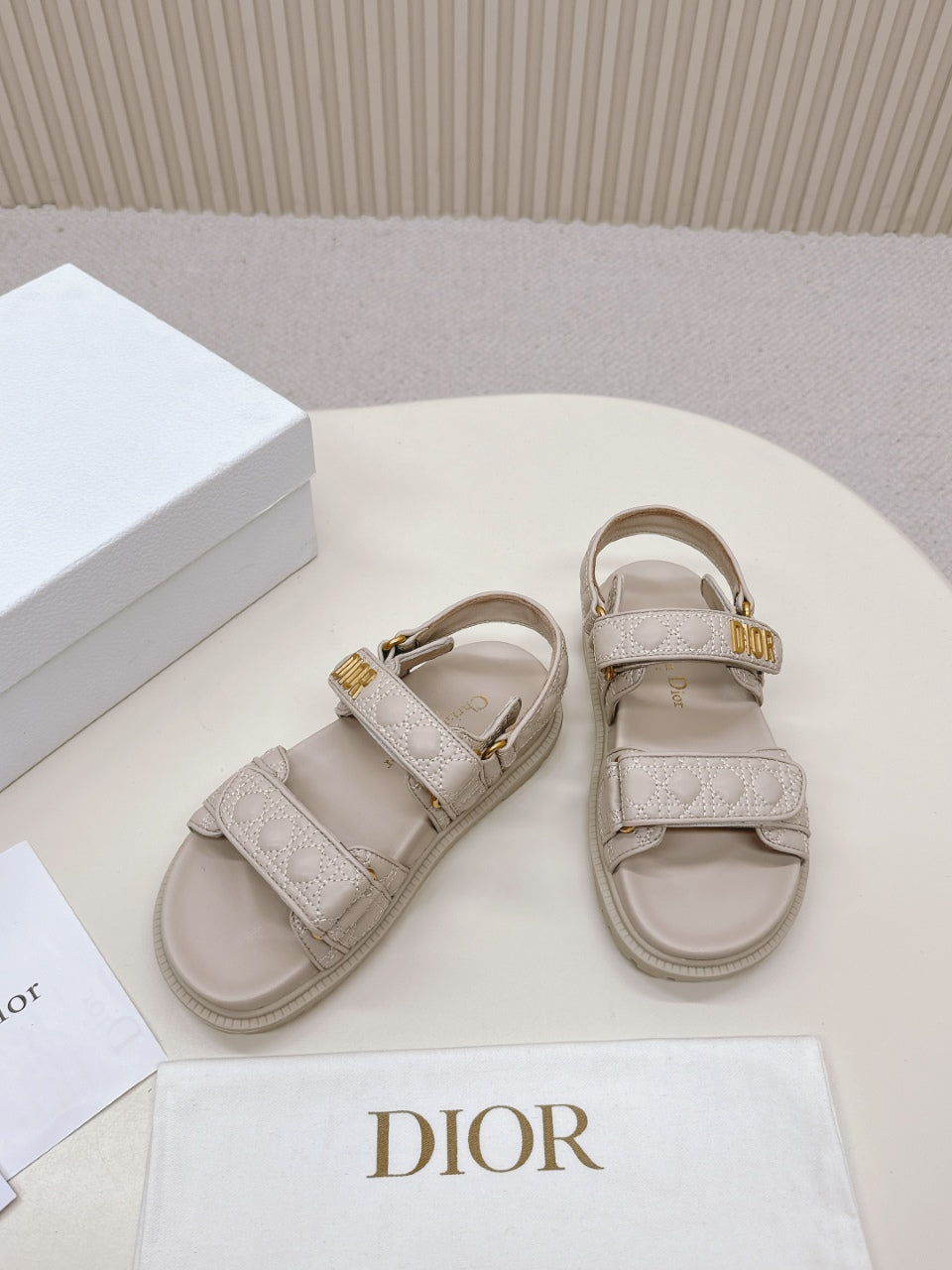 DIOR BACK-STRAP SANDALS 25S IN LIGHT BEIGE CALFSKIN - 35