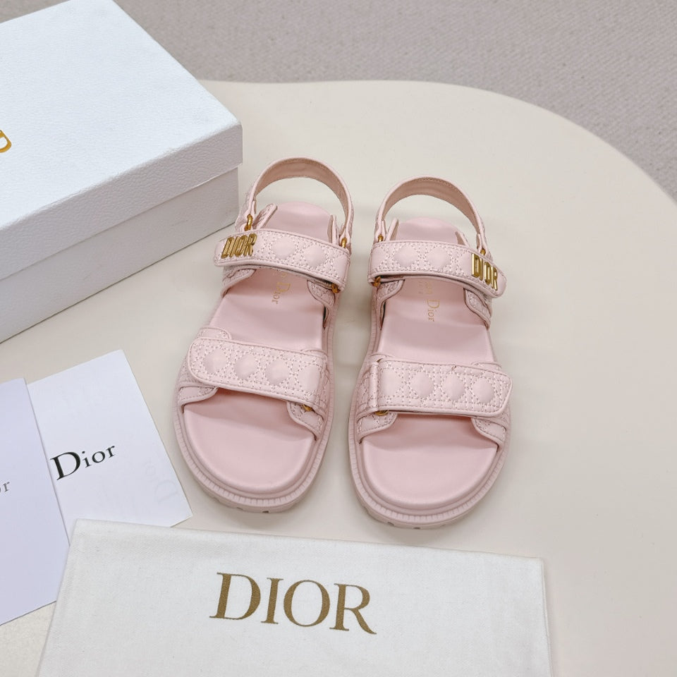 DIOR BACK-STRAP SANDALS 25S IN PASTEL PINK CALFSKIN - 35