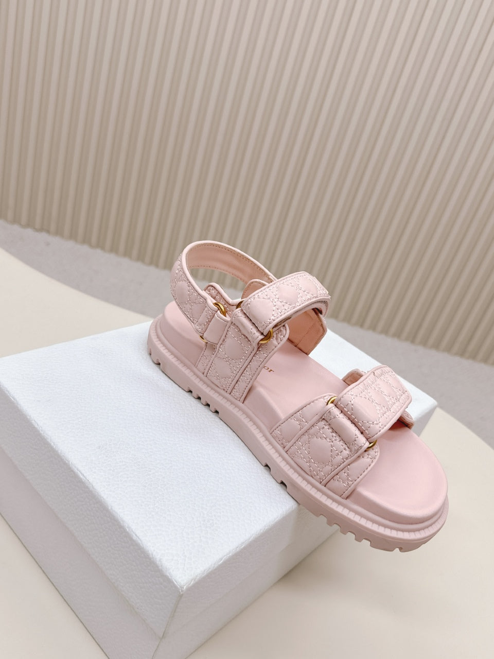 DIOR BACK-STRAP SANDALS 25S IN PASTEL PINK CALFSKIN - 35