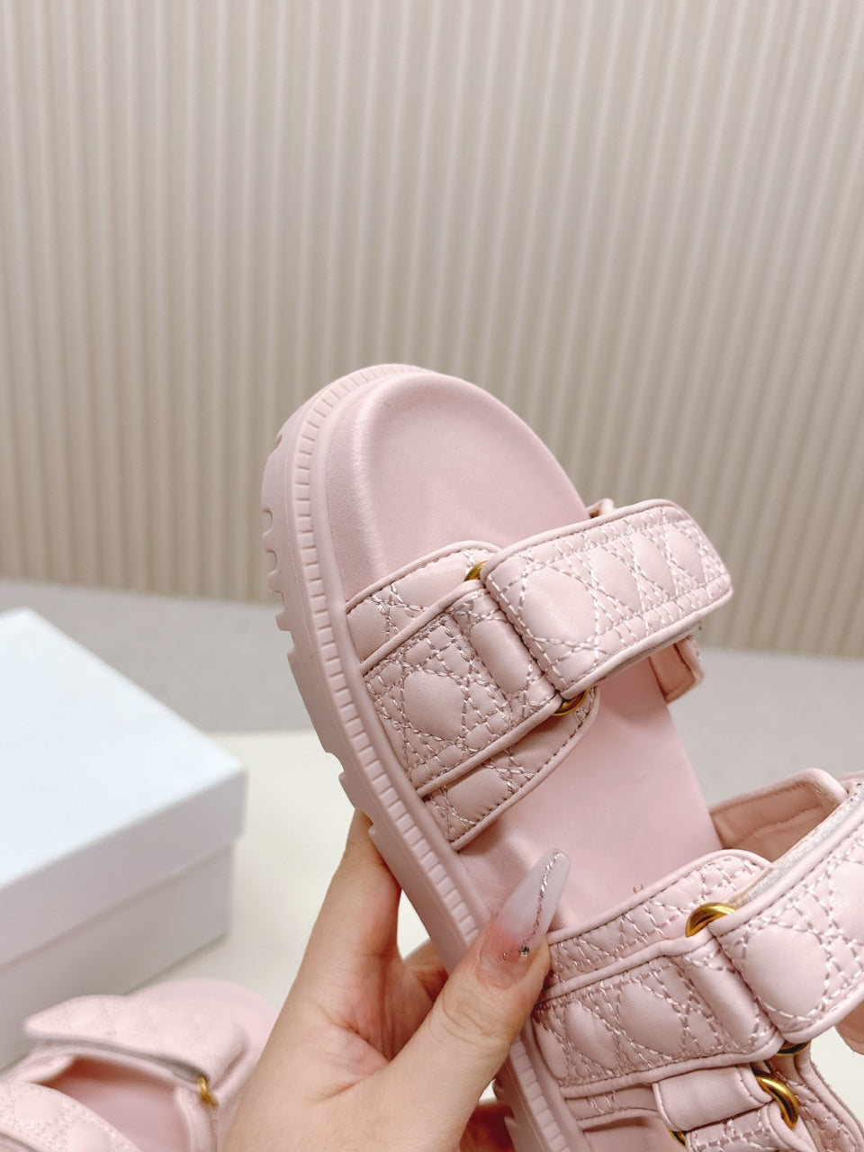 DIOR BACK-STRAP SANDALS 25S IN PASTEL PINK CALFSKIN - 35