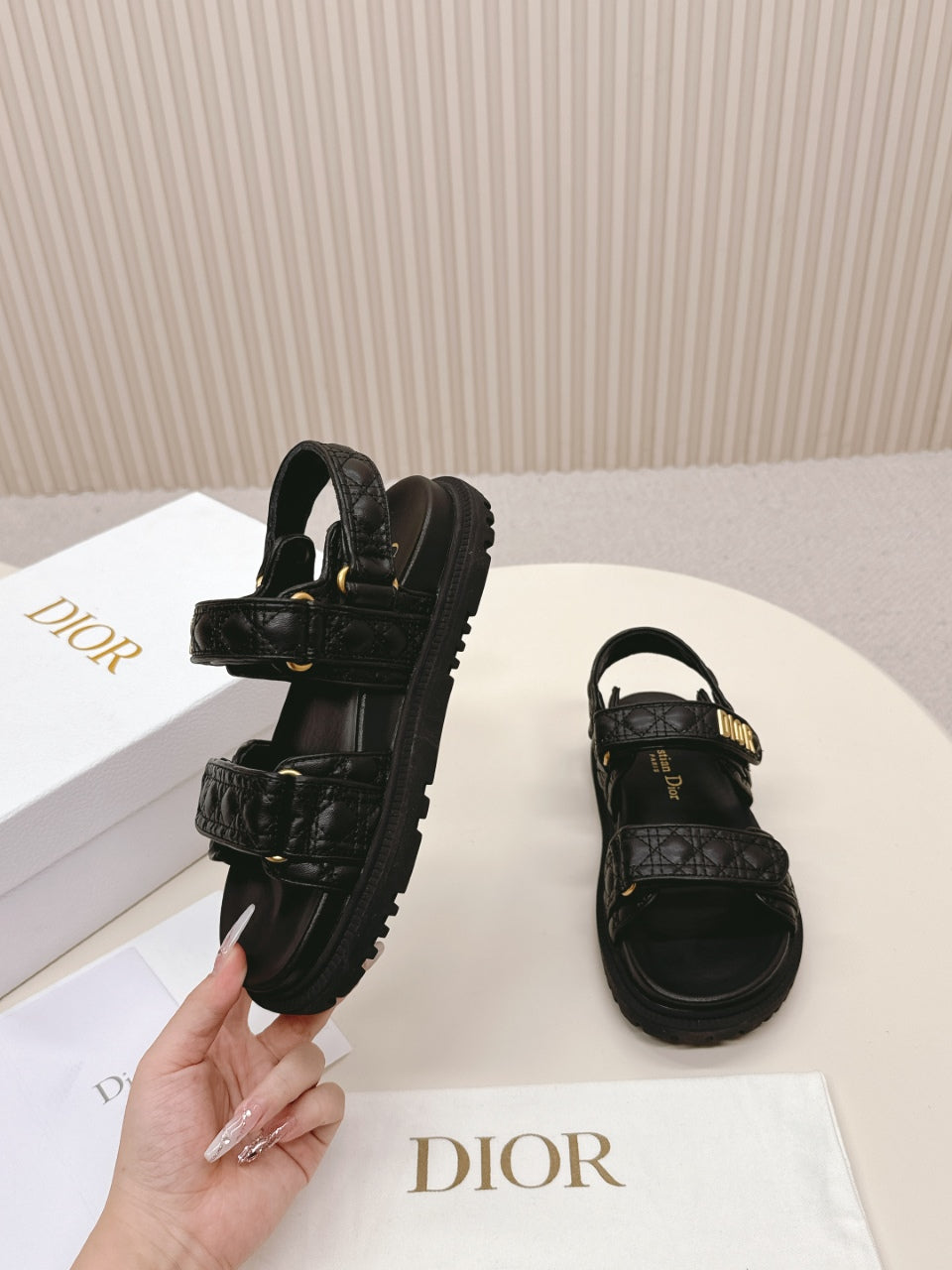 DIOR BACK-STRAP SANDALS 25S IN BLACK CALFSKIN - 35