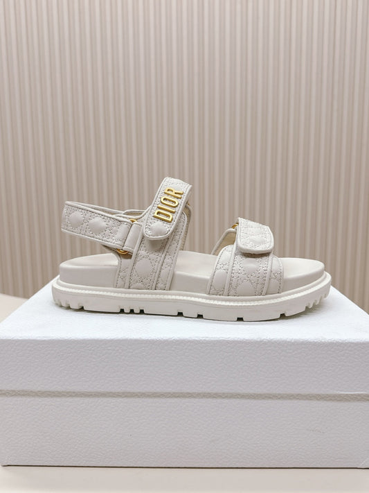 DIOR BACK-STRAP SANDALS 25S IN CREAM WHITE CALFSKIN - 35