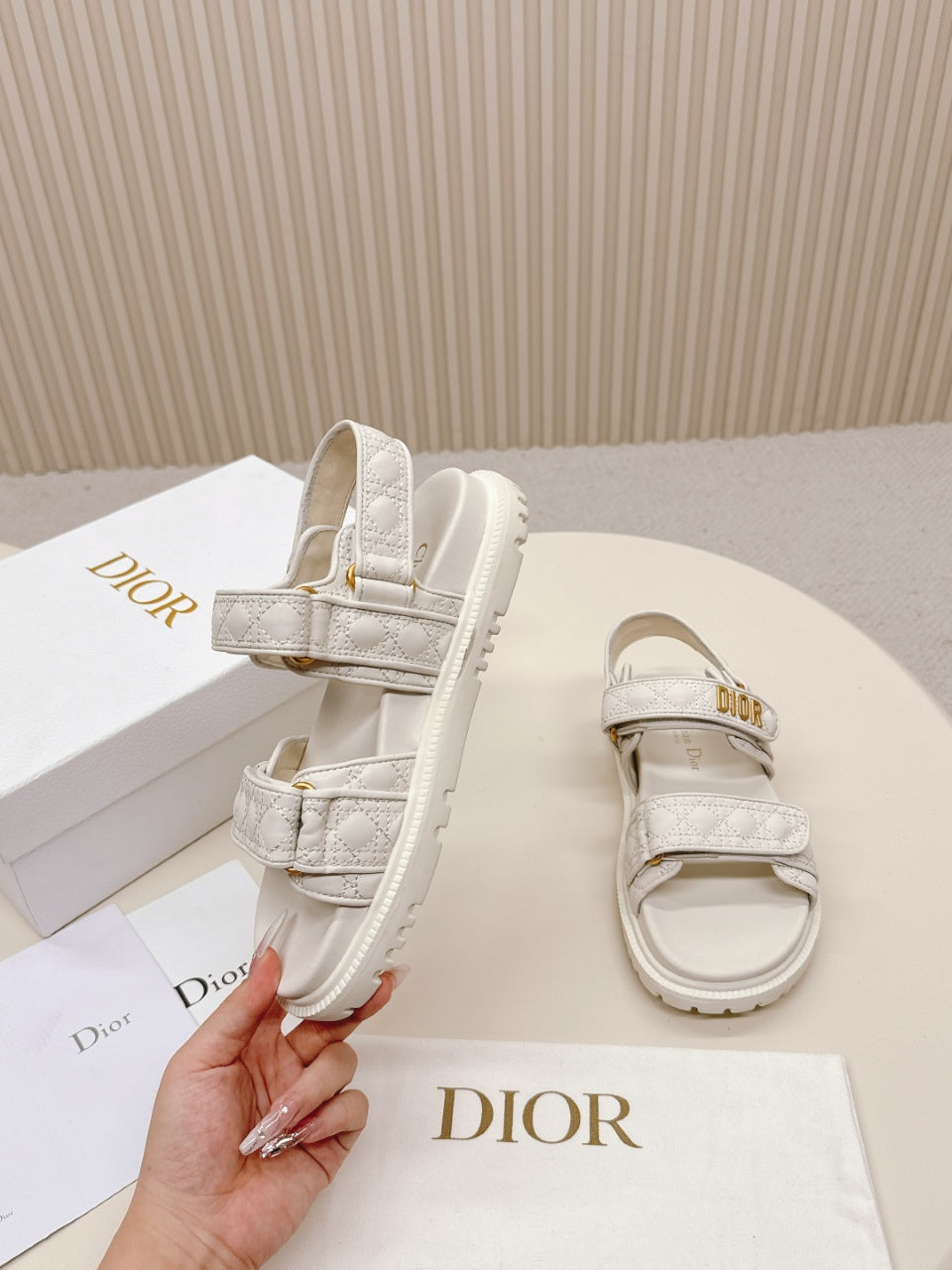 DIOR BACK-STRAP SANDALS 25S IN CREAM WHITE CALFSKIN - 35