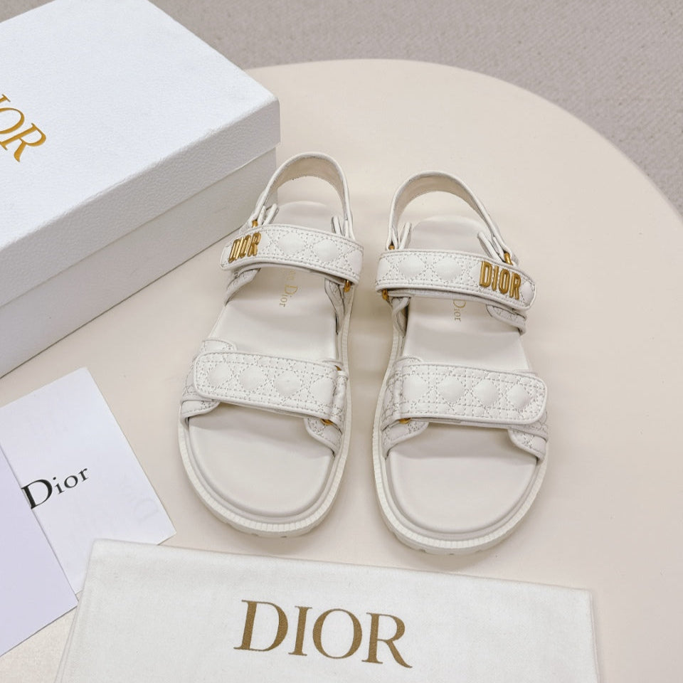 DIOR BACK-STRAP SANDALS 25S IN CREAM WHITE CALFSKIN - 35