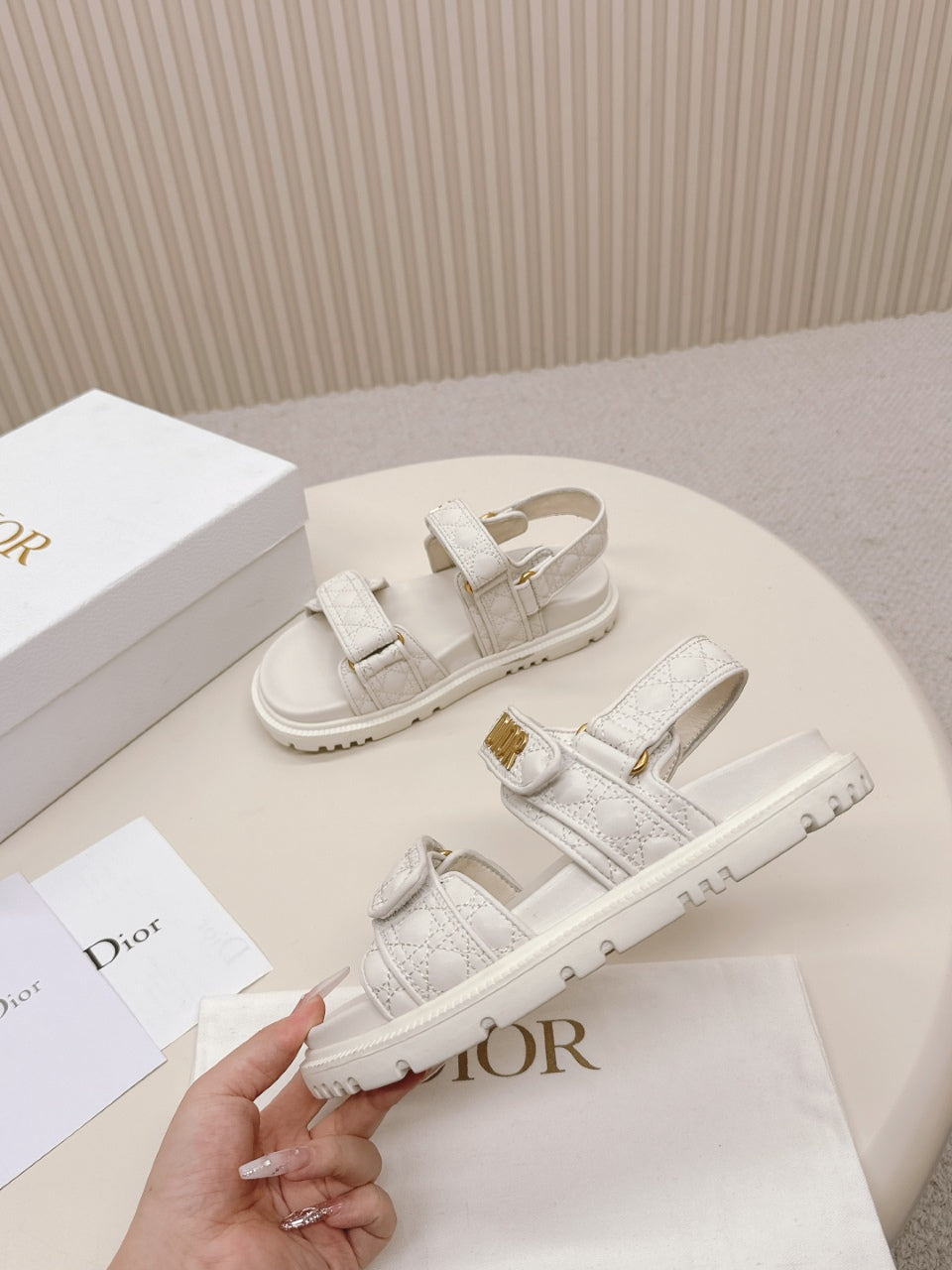 DIOR BACK-STRAP SANDALS 25S IN CREAM WHITE CALFSKIN - 35