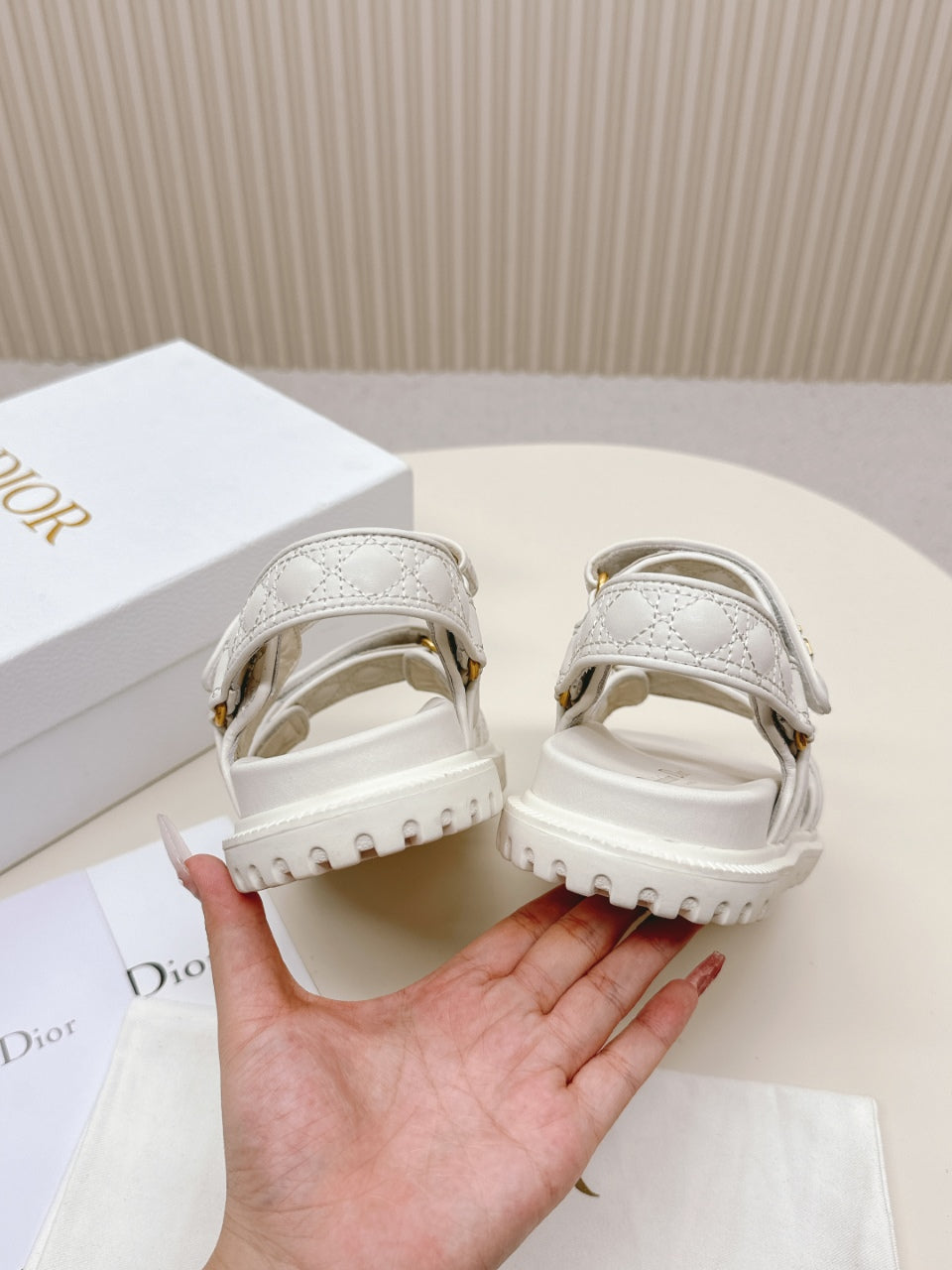 DIOR BACK-STRAP SANDALS 25S IN CREAM WHITE CALFSKIN - 35