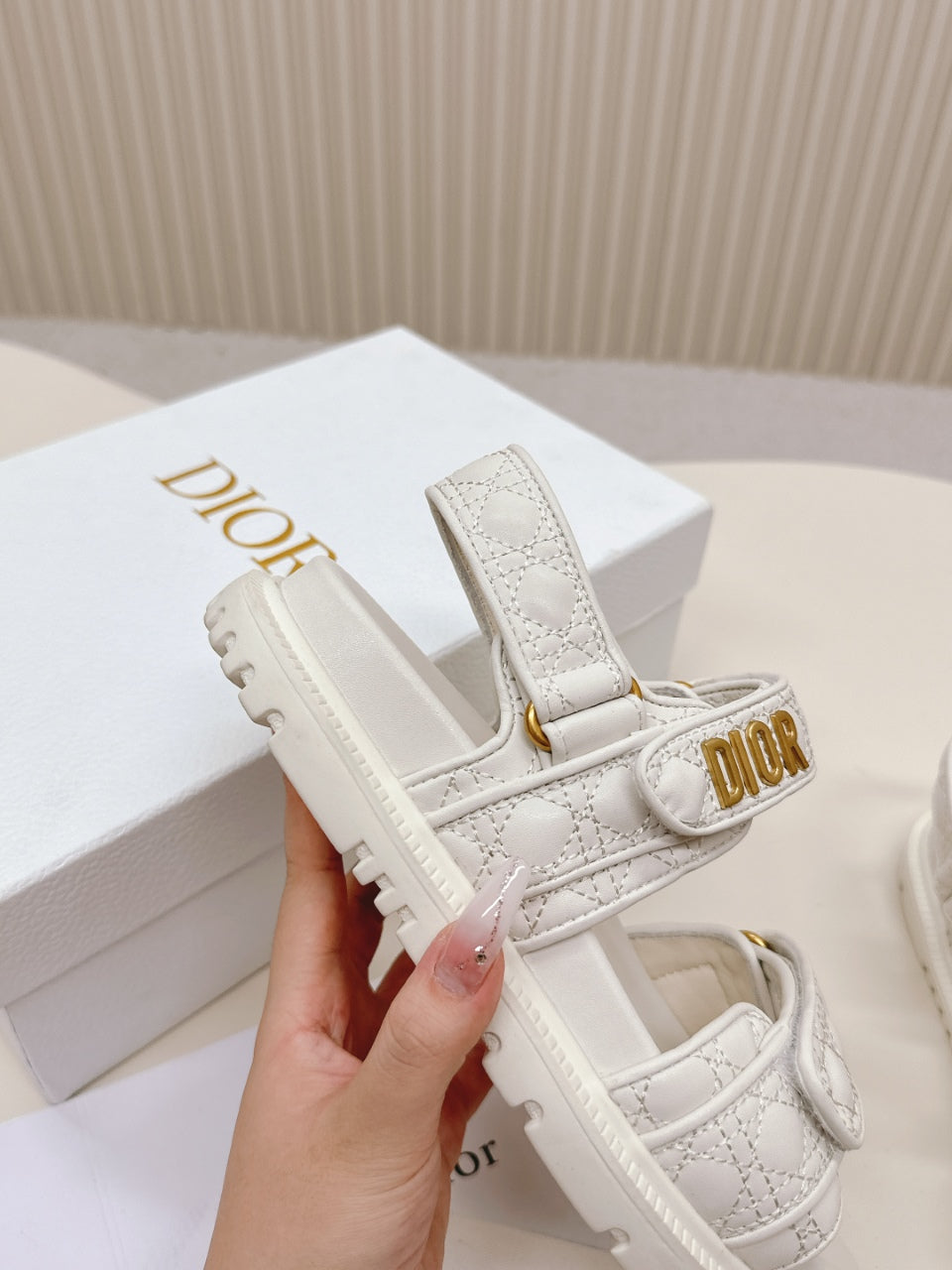 DIOR BACK-STRAP SANDALS 25S IN CREAM WHITE CALFSKIN - 35