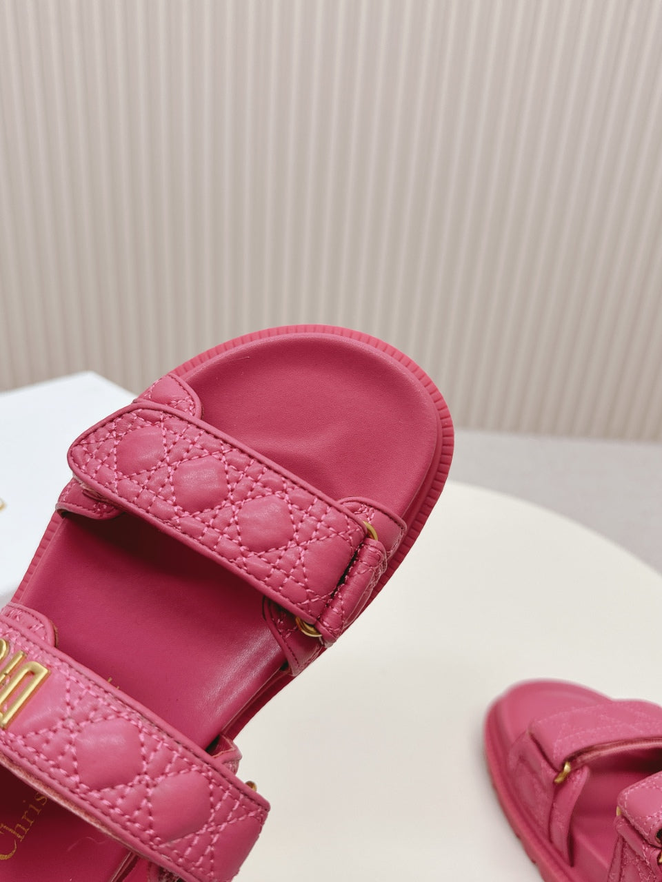 DIOR BACK-STRAP SANDALS 25S IN DARK PINK CALFSKIN - 35