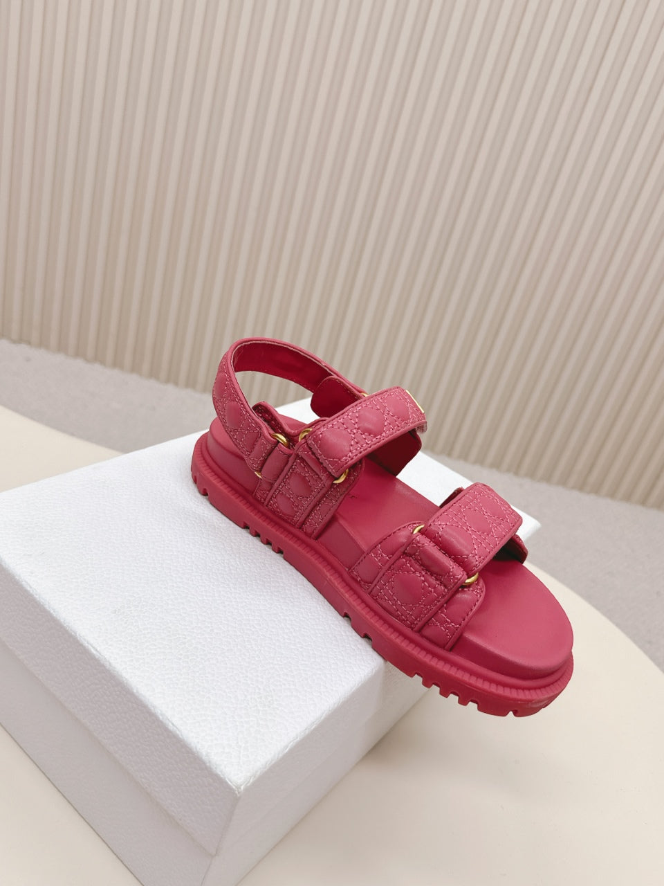 DIOR BACK-STRAP SANDALS 25S IN DARK PINK CALFSKIN - 35
