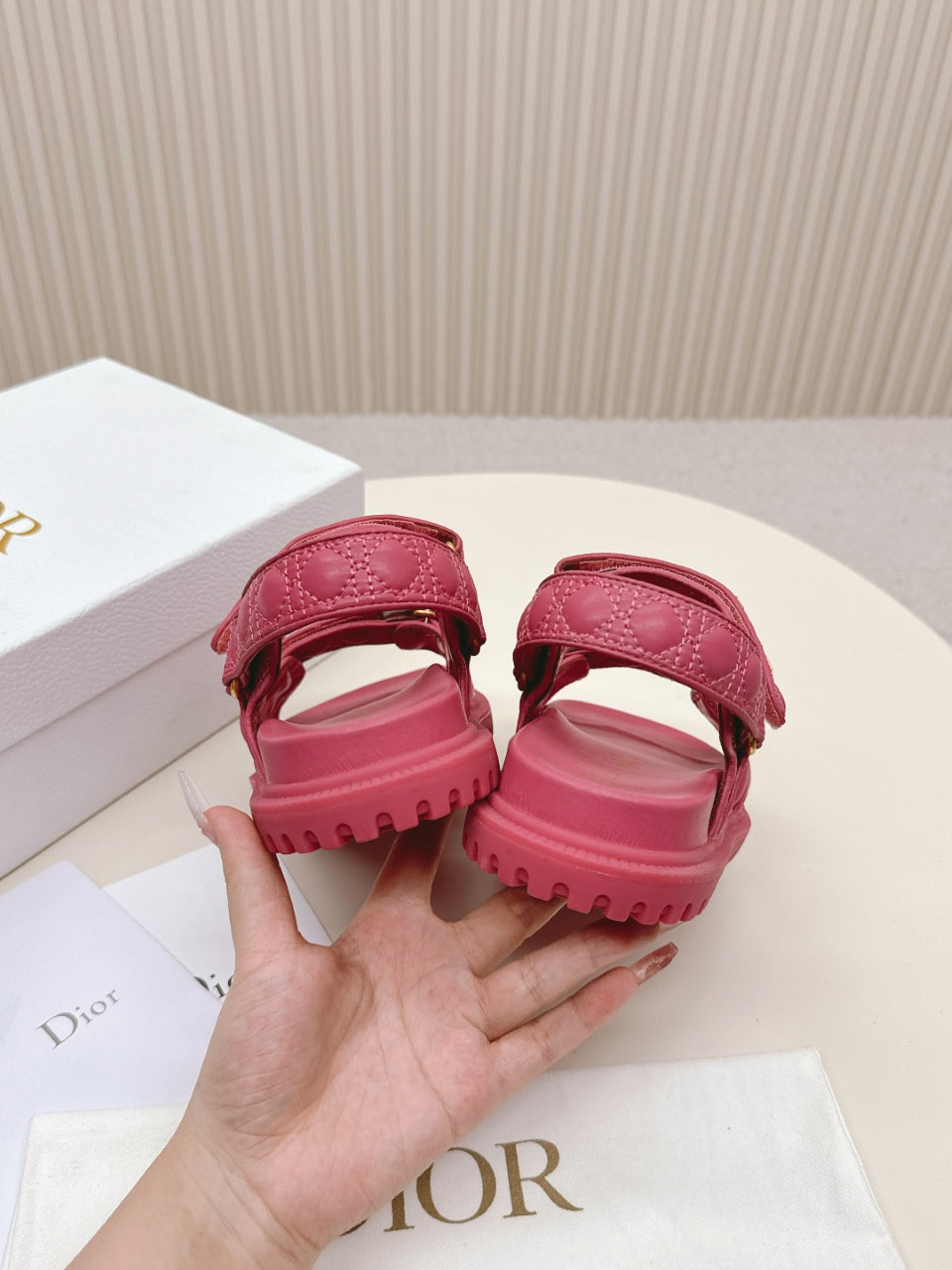 DIOR BACK-STRAP SANDALS 25S IN DARK PINK CALFSKIN - 35