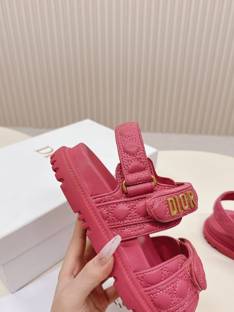 DIOR BACK-STRAP SANDALS 25S IN DARK PINK CALFSKIN - 35