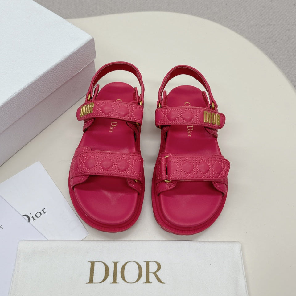 DIOR BACK-STRAP SANDALS 25S IN DARK PINK CALFSKIN - 35