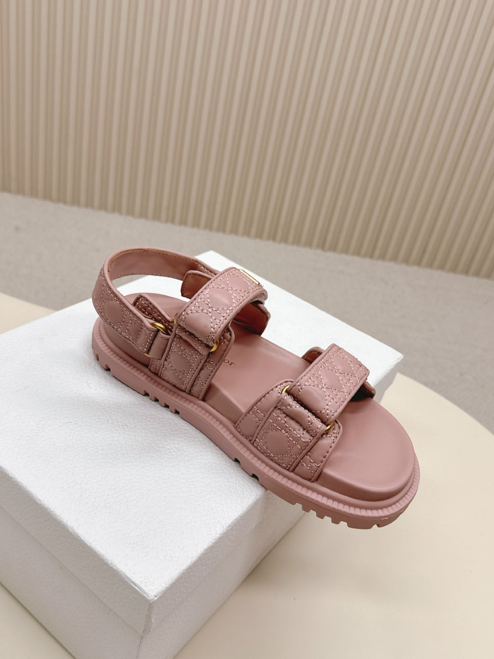 DIOR BACK-STRAP SANDALS 25S IN BABY PINK CALFSKIN - 35