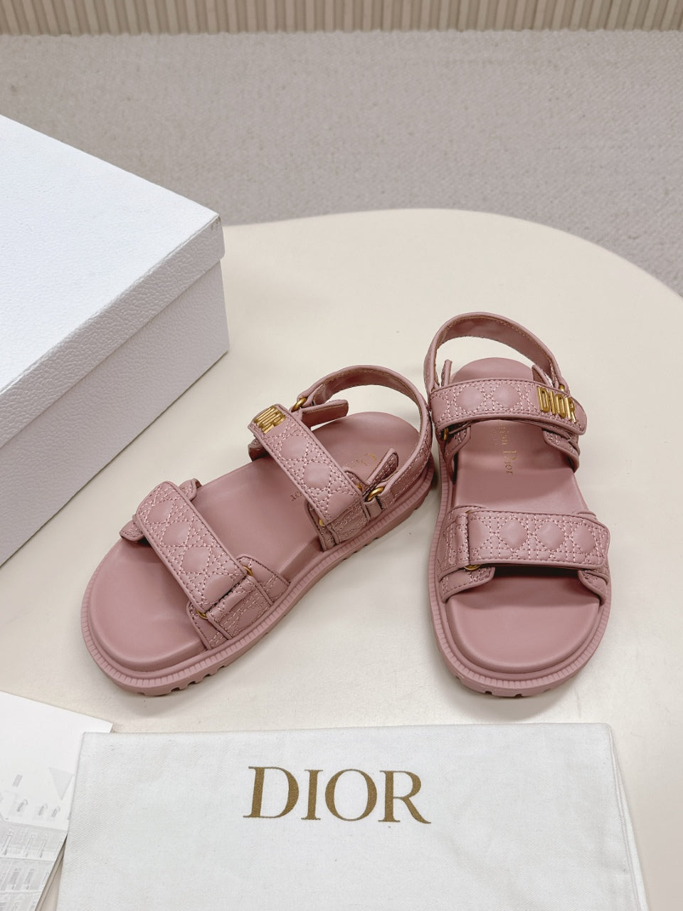 DIOR BACK-STRAP SANDALS 25S IN BABY PINK CALFSKIN - 35
