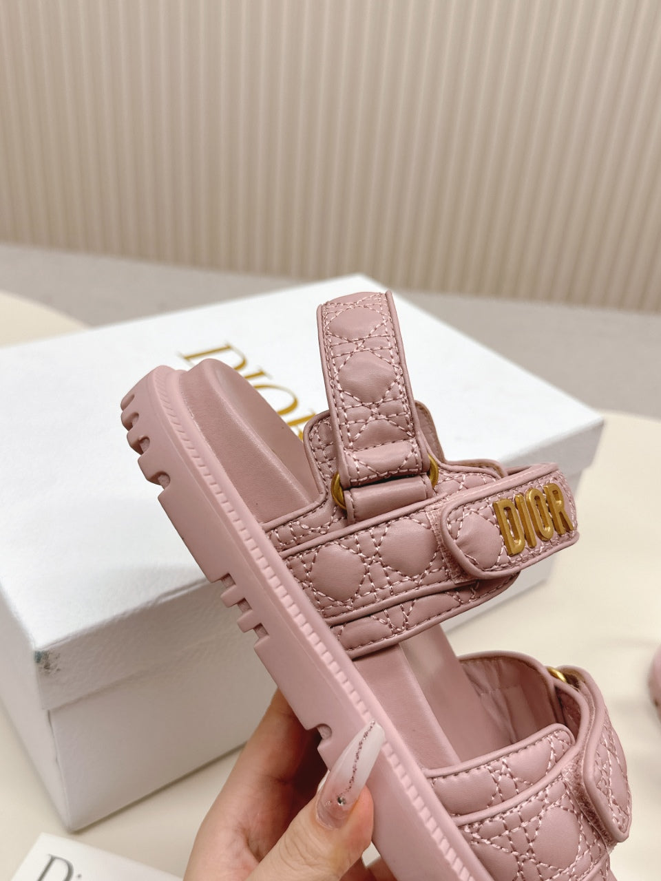 DIOR BACK-STRAP SANDALS 25S IN BABY PINK CALFSKIN - 35
