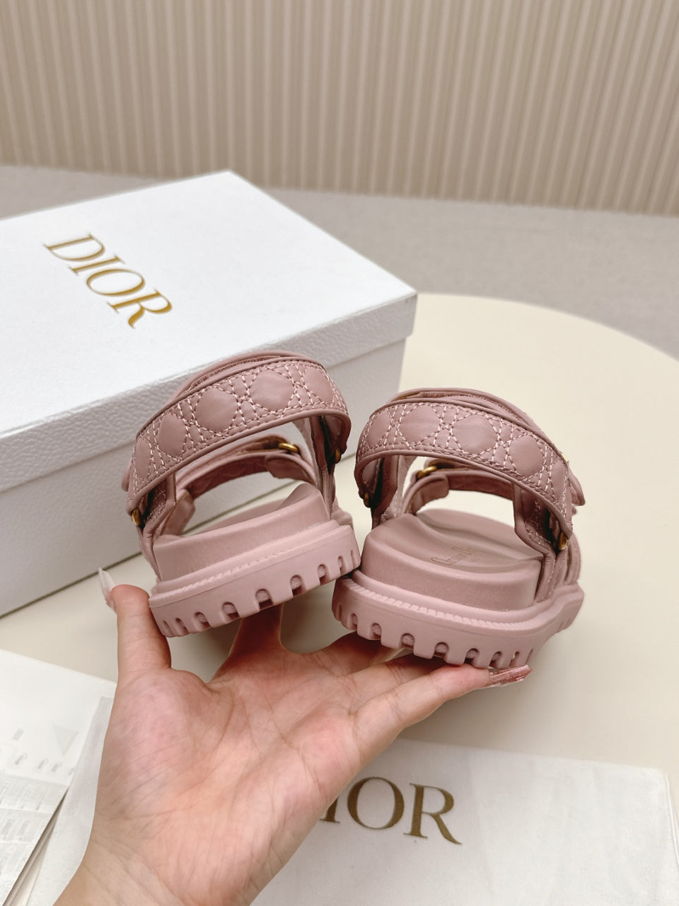 DIOR BACK-STRAP SANDALS 25S IN BABY PINK CALFSKIN - 35
