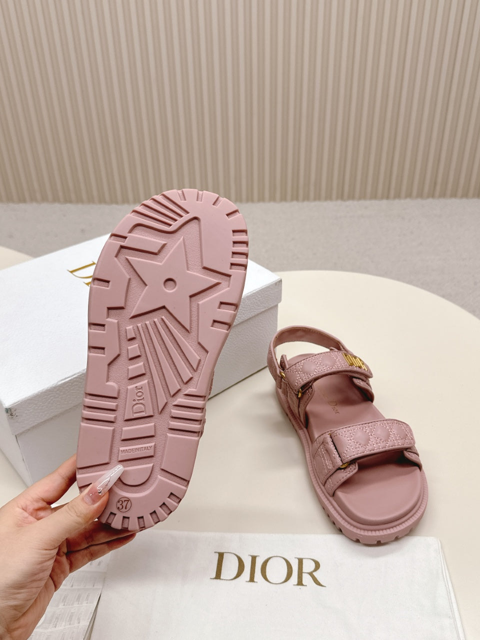 DIOR BACK-STRAP SANDALS 25S IN BABY PINK CALFSKIN - 35