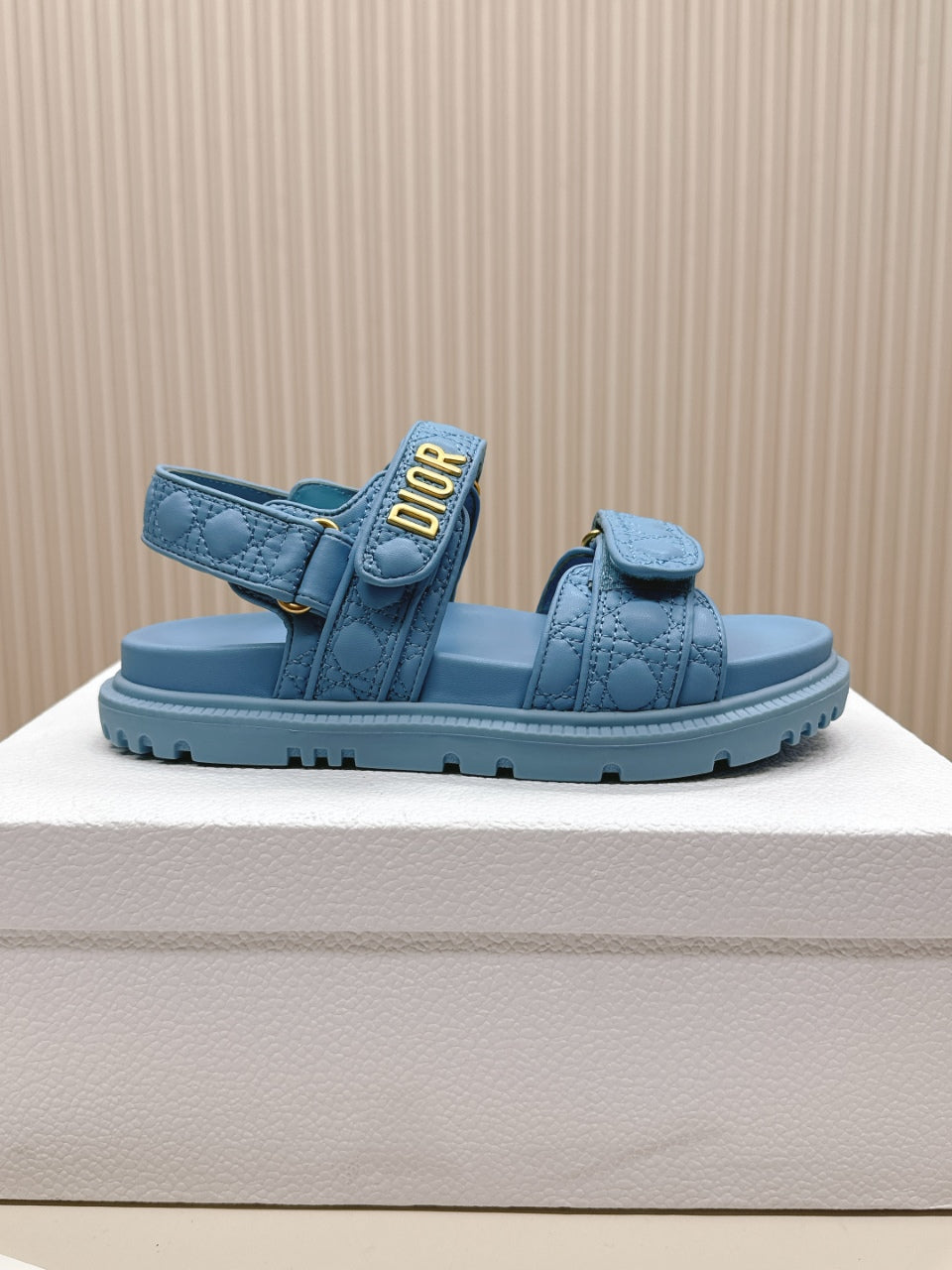 DIOR BACK-STRAP SANDALS 25S IN OCEAN BLUE CALFSKIN - 35