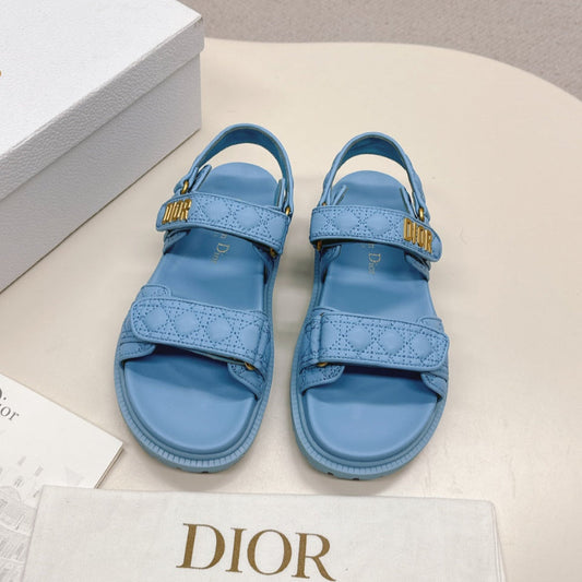 DIOR BACK-STRAP SANDALS 25S IN OCEAN BLUE CALFSKIN - 35