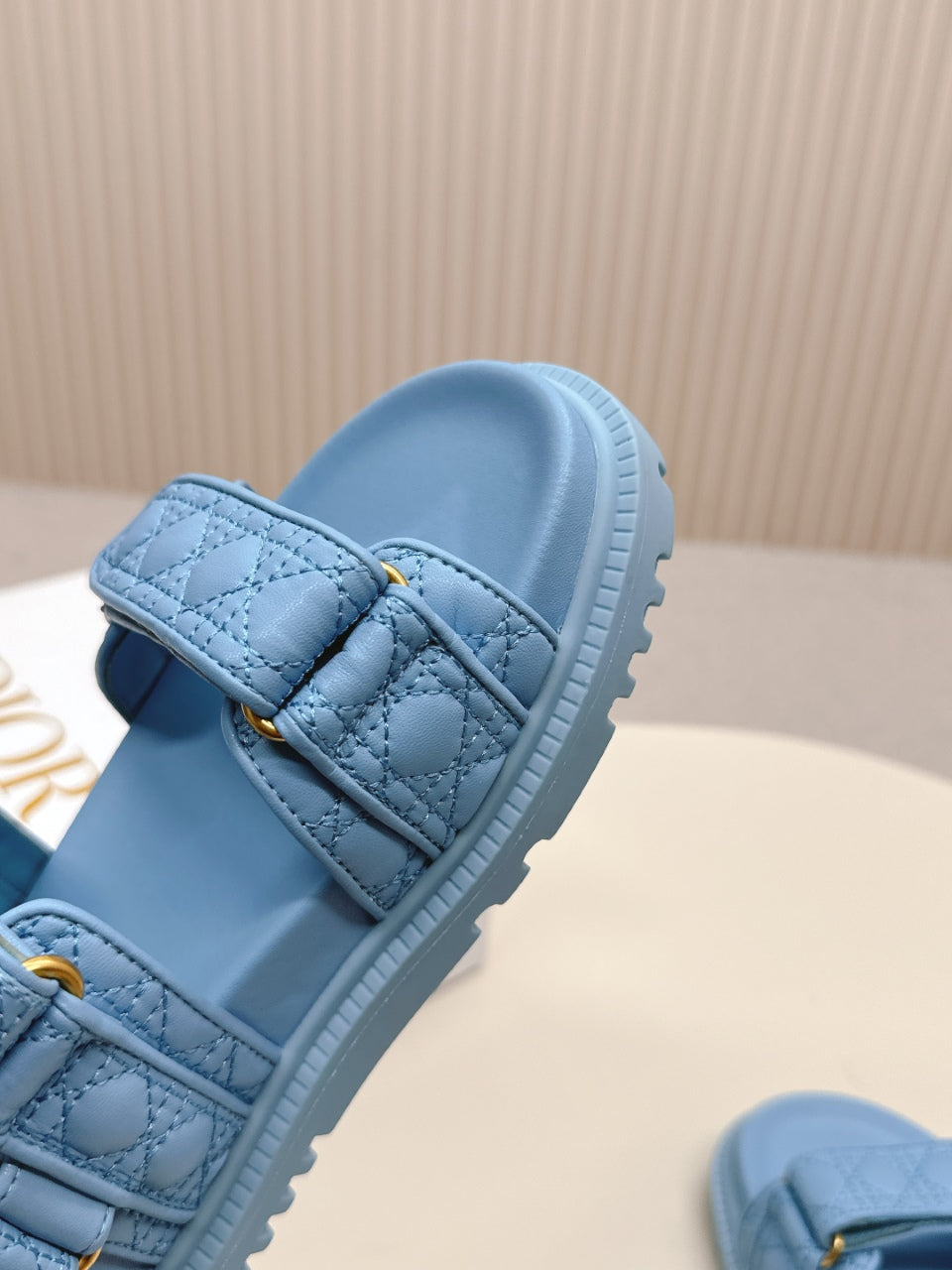 DIOR BACK-STRAP SANDALS 25S IN OCEAN BLUE CALFSKIN - 35