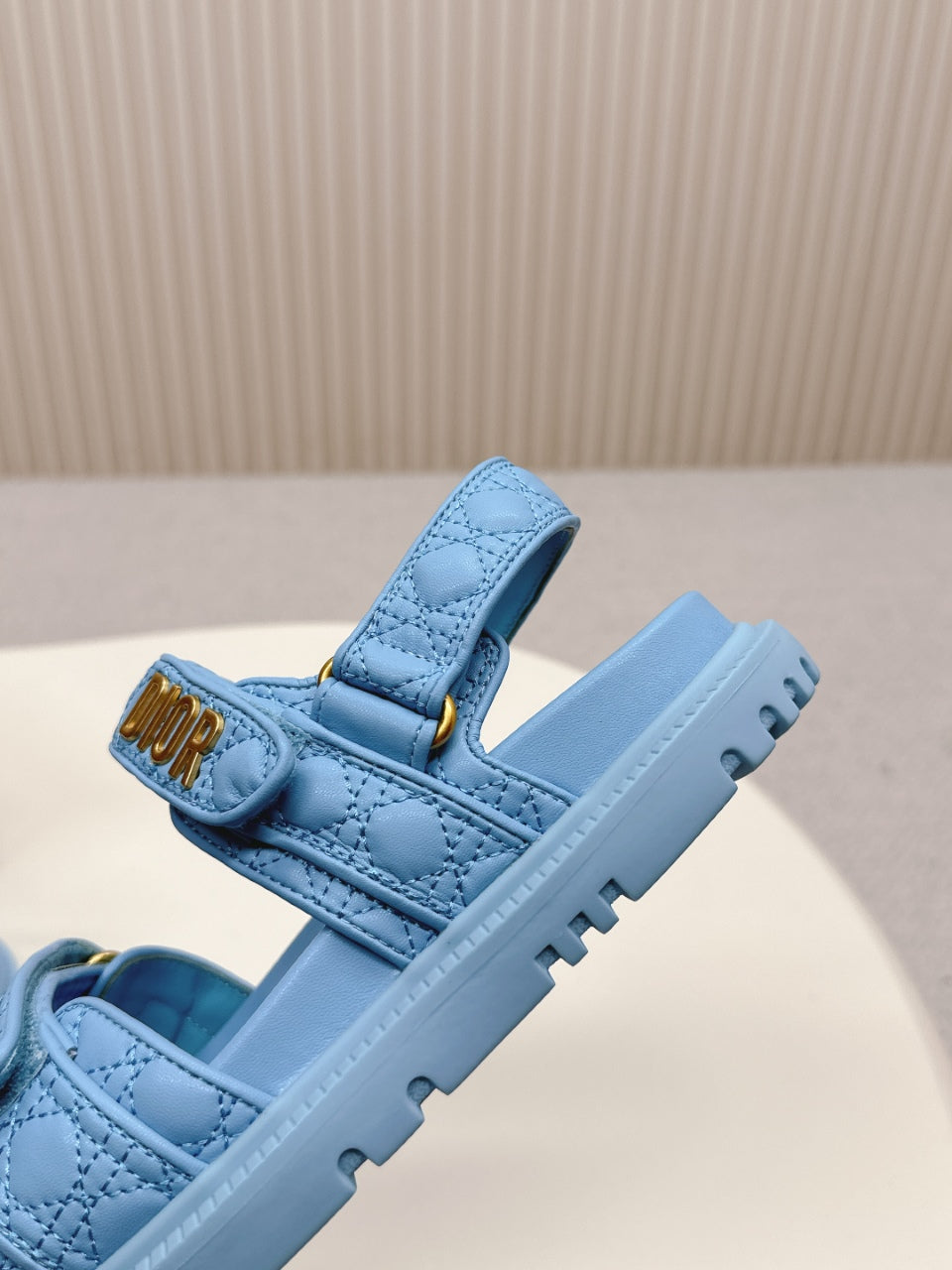 DIOR BACK-STRAP SANDALS 25S IN OCEAN BLUE CALFSKIN - 35