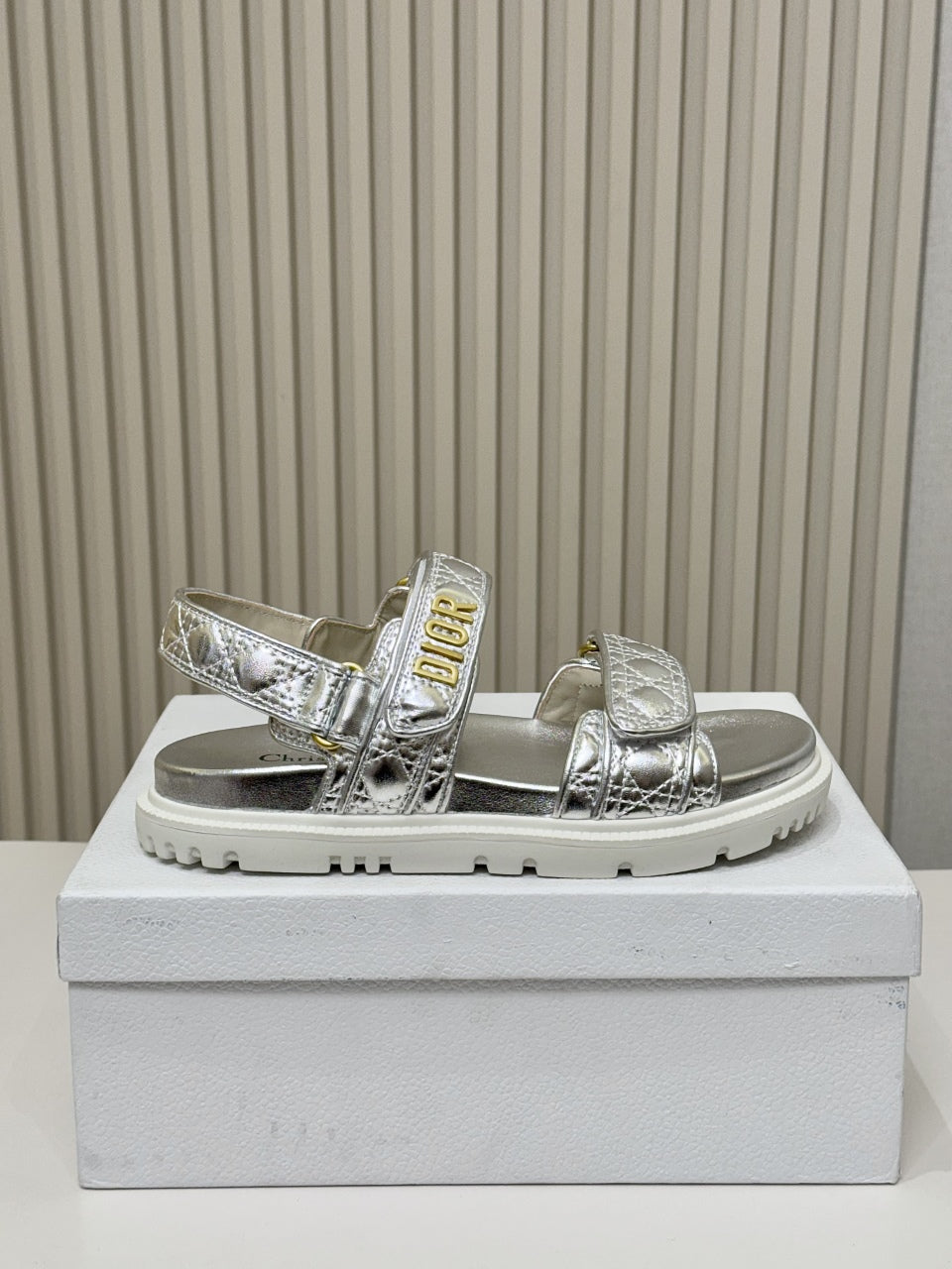 DIOR BACK-STRAP SANDALS 25S IN SILVER CALFSKIN - 35